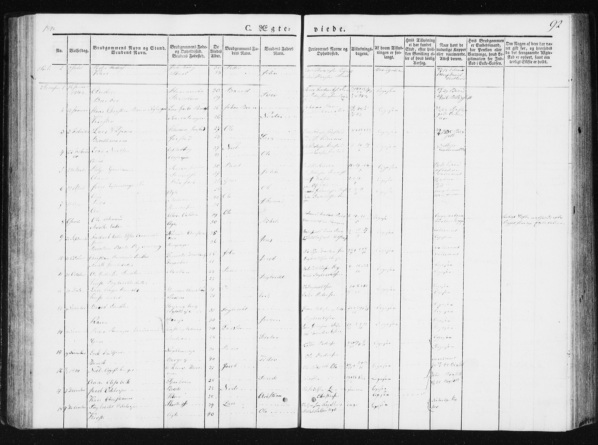 Ministerialprotokoller, klokkerbøker og fødselsregistre - Nord-Trøndelag, SAT/A-1458/749/L0470: Parish register (official) no. 749A04, 1834-1853, p. 92