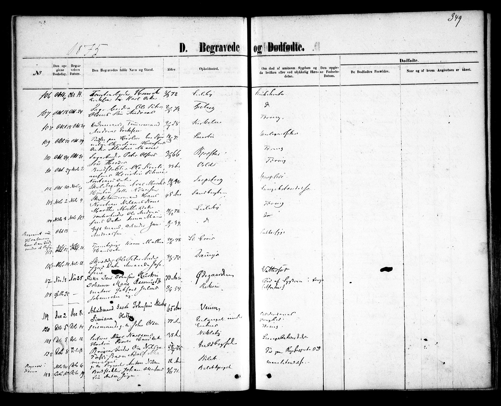 Glemmen prestekontor Kirkebøker, AV/SAO-A-10908/F/Fa/L0009: Parish register (official) no. 9, 1871-1878, p. 349