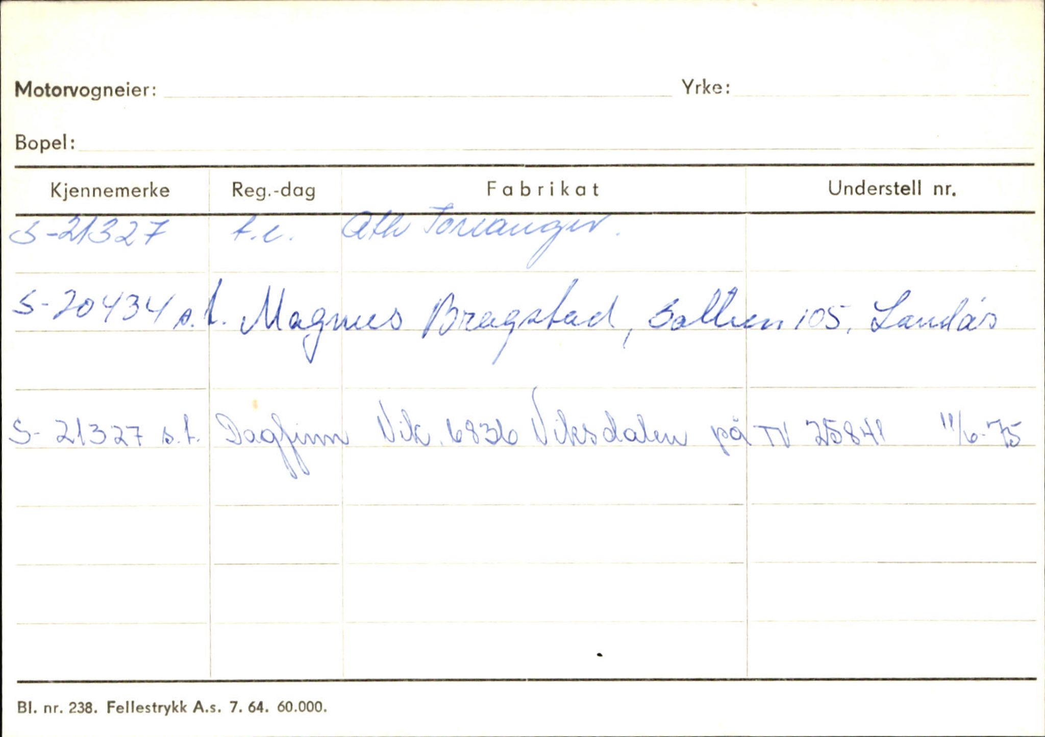 Statens vegvesen, Sogn og Fjordane vegkontor, AV/SAB-A-5301/4/F/L0133: Eigarregister Bremanger A-Å. Gaular A-H, 1945-1975, p. 134