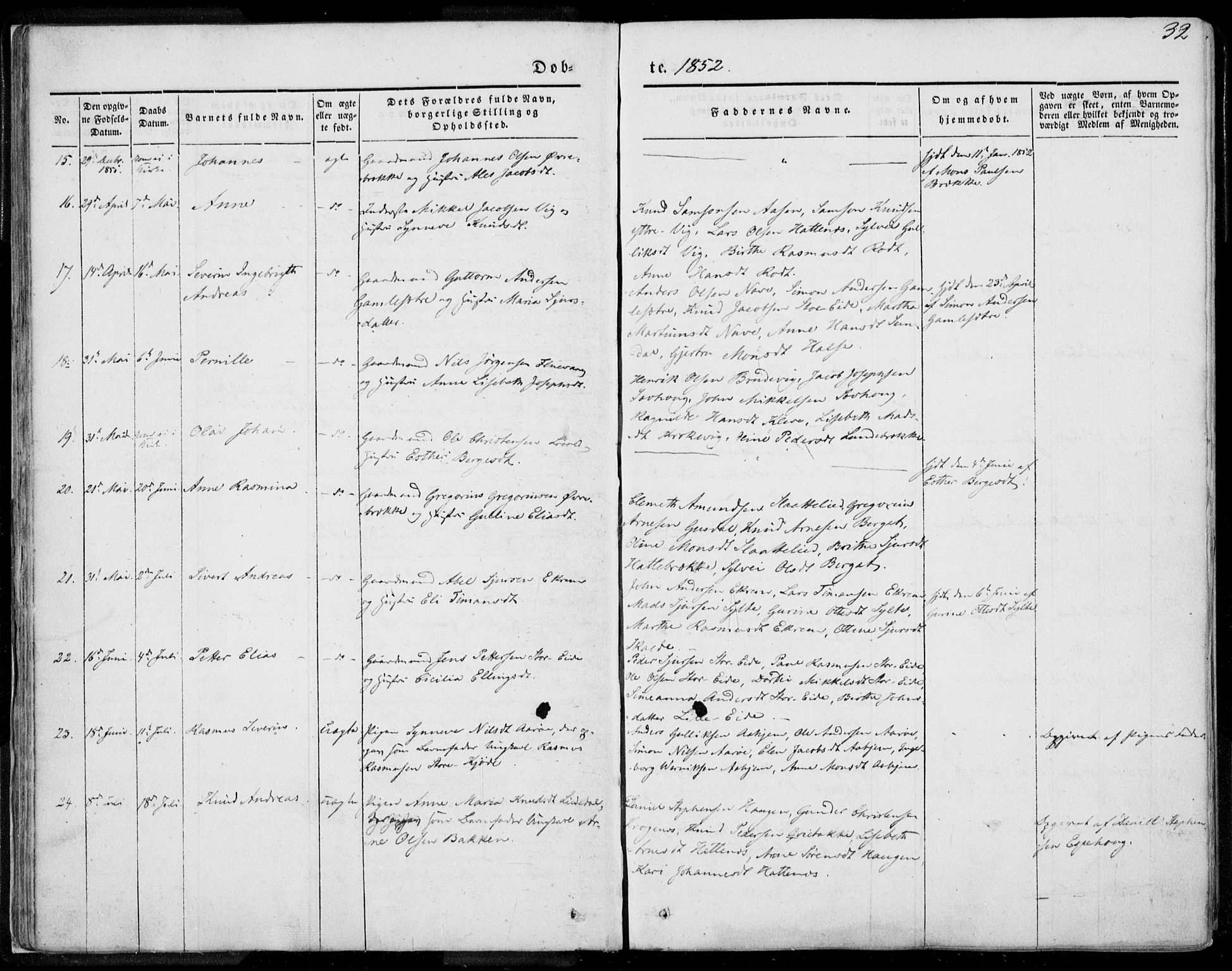 Ministerialprotokoller, klokkerbøker og fødselsregistre - Møre og Romsdal, SAT/A-1454/501/L0006: Parish register (official) no. 501A06, 1844-1868, p. 32