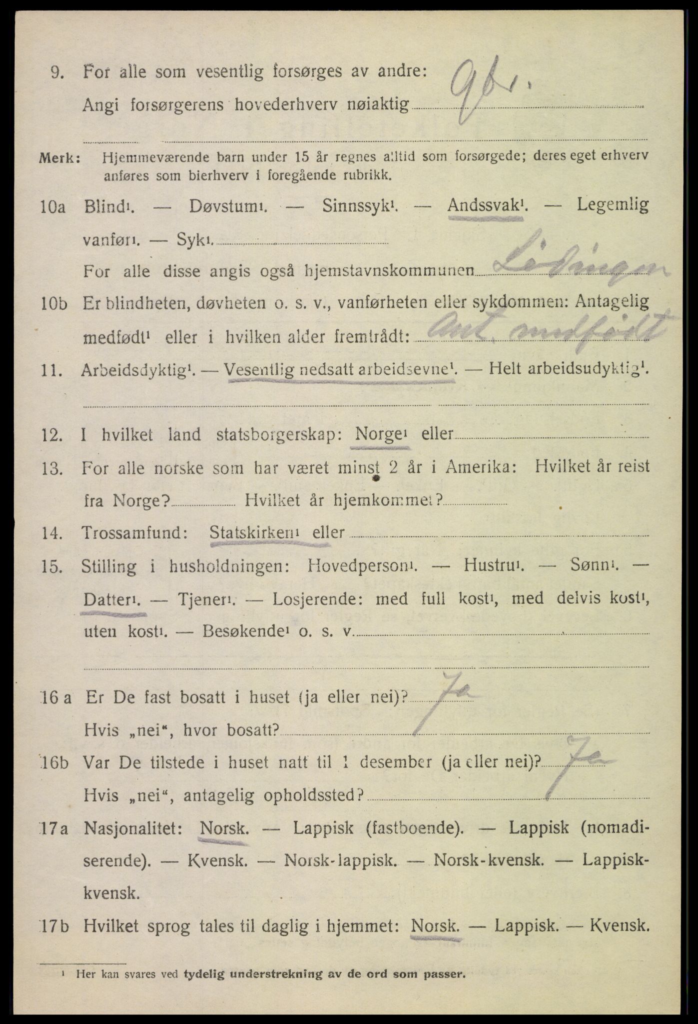 SAT, 1920 census for Lødingen, 1920, p. 1500