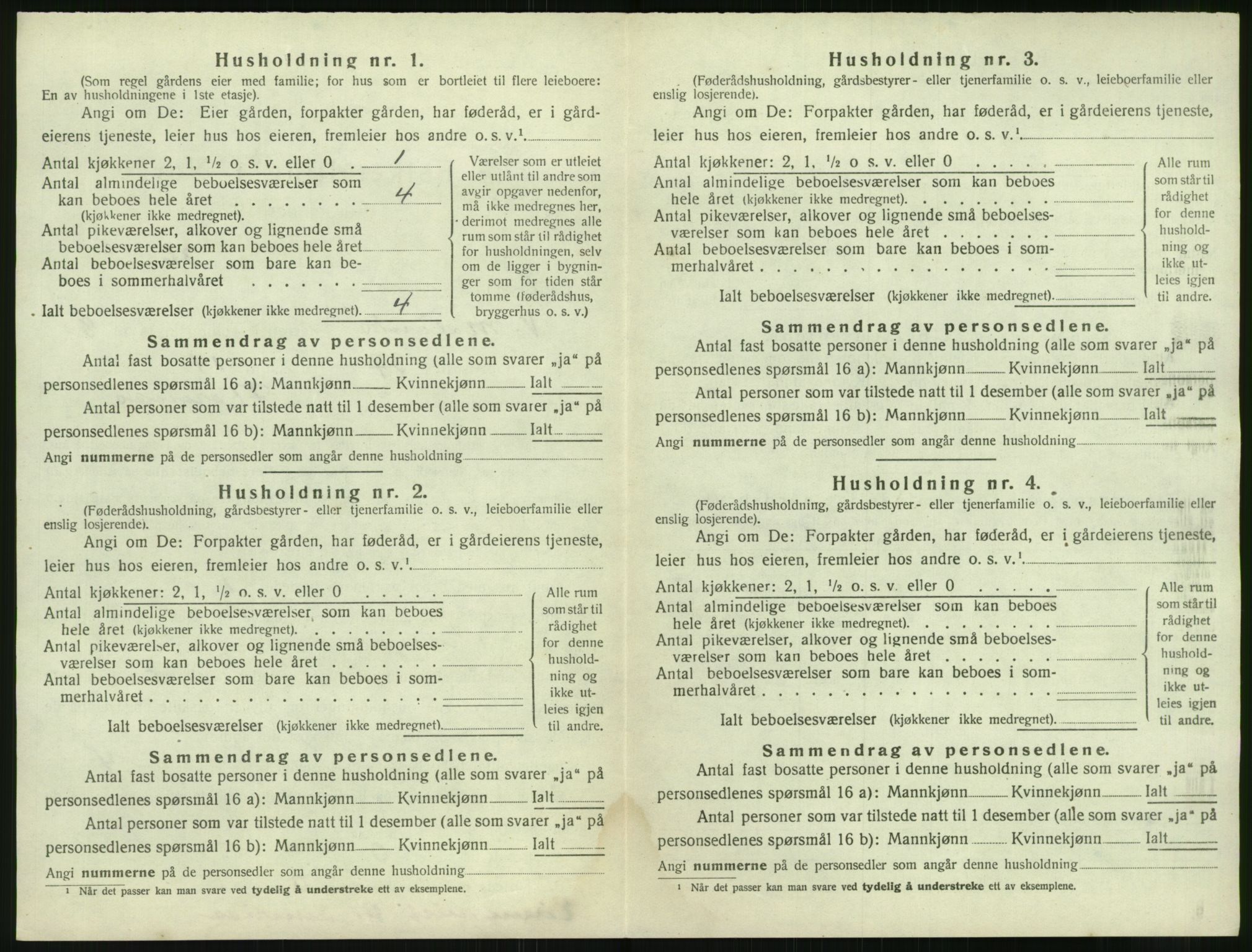 SAK, 1920 census for Vestre Moland, 1920, p. 1024