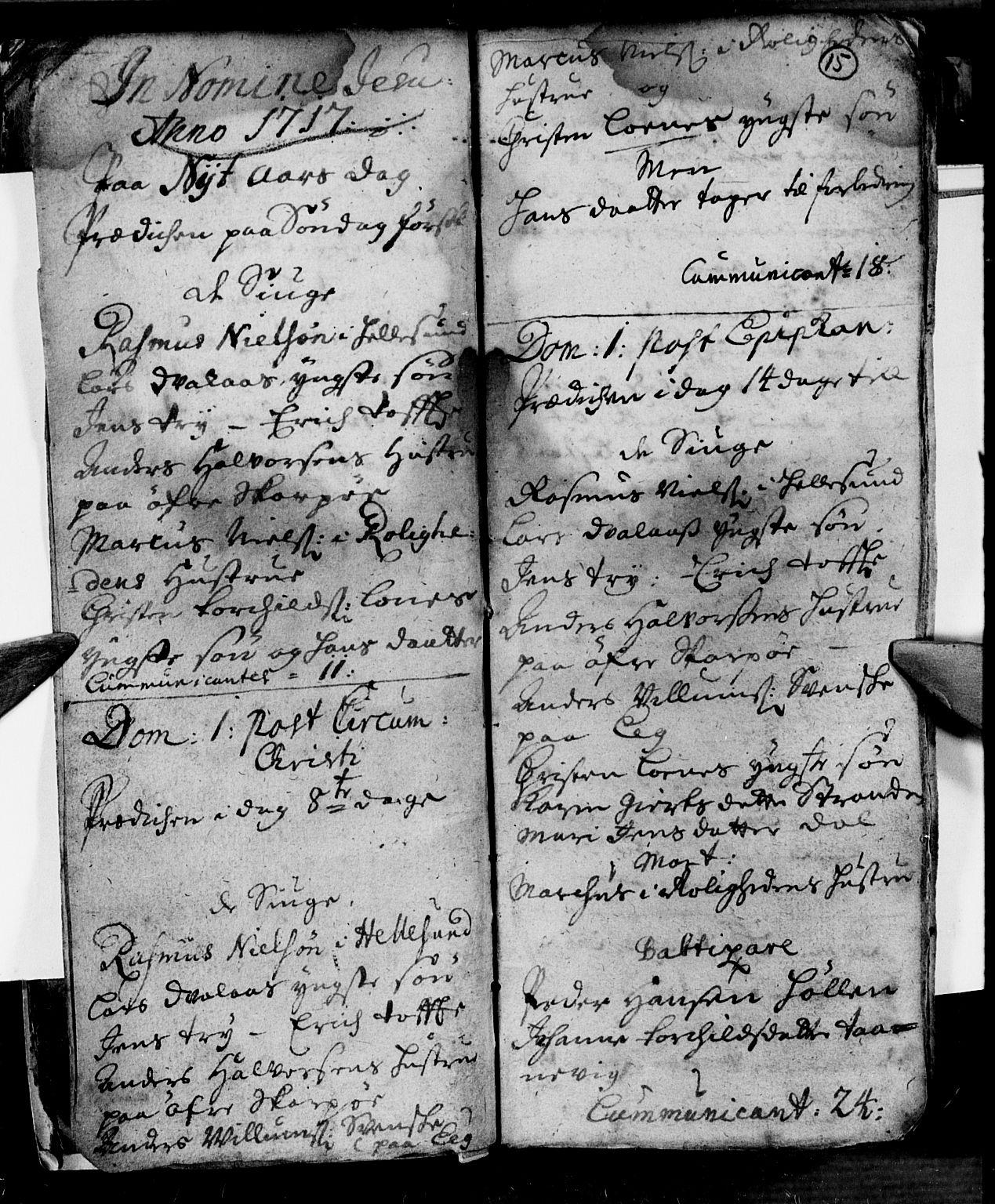 Søgne sokneprestkontor, SAK/1111-0037/F/Fa/Fab/L0001: Parish register (official) no. A 1, 1716-1740, p. 15