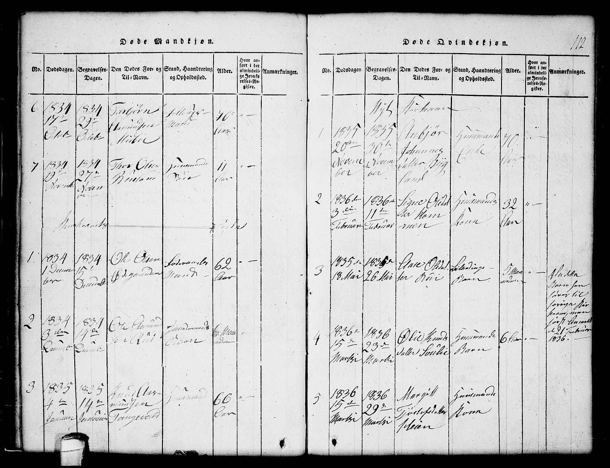 Lårdal kirkebøker, SAKO/A-284/G/Gc/L0001: Parish register (copy) no. III 1, 1815-1854, p. 112