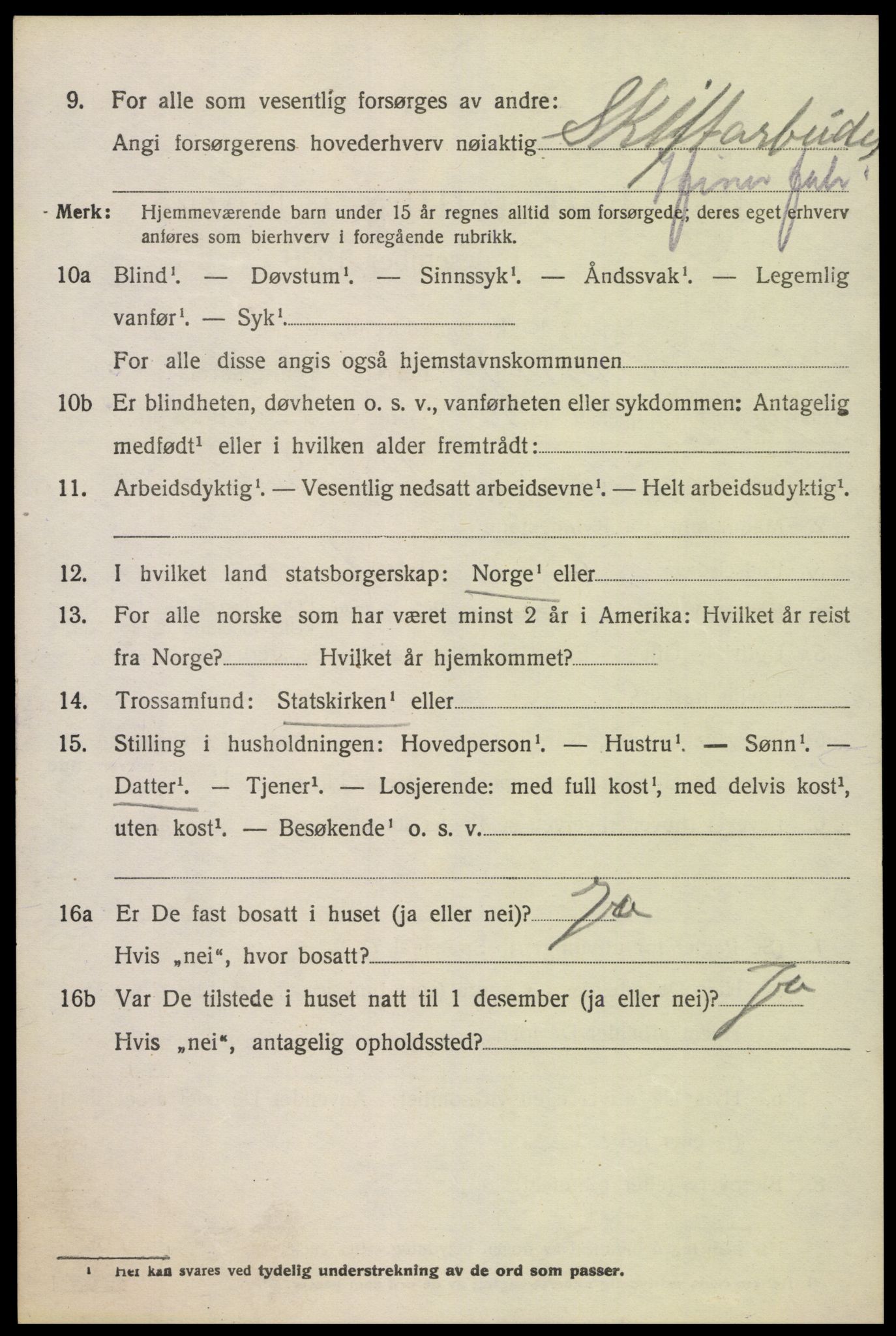 SAK, 1920 census for Oddernes, 1920, p. 5386