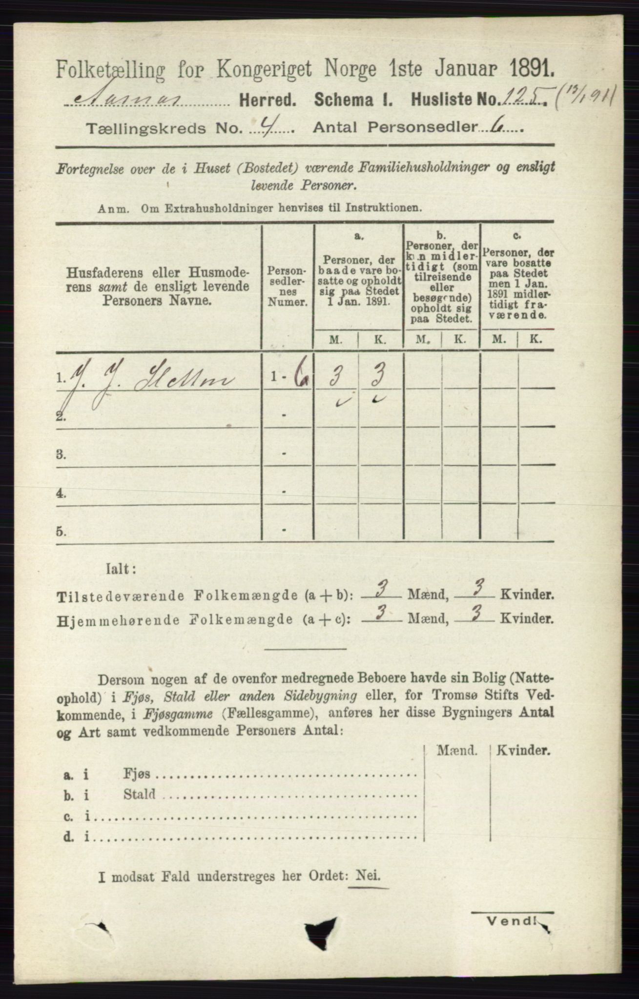 RA, 1891 census for 0425 Åsnes, 1891, p. 1667