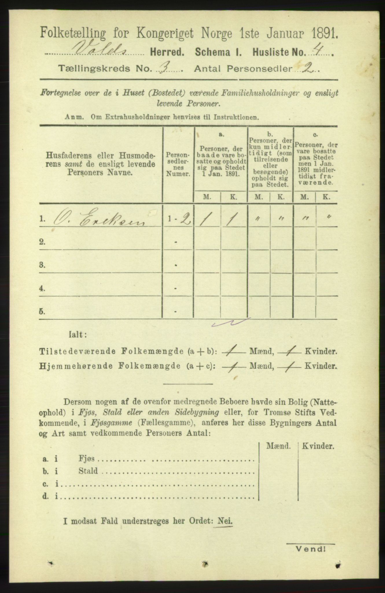 RA, 1891 census for 1537 Voll, 1891, p. 916