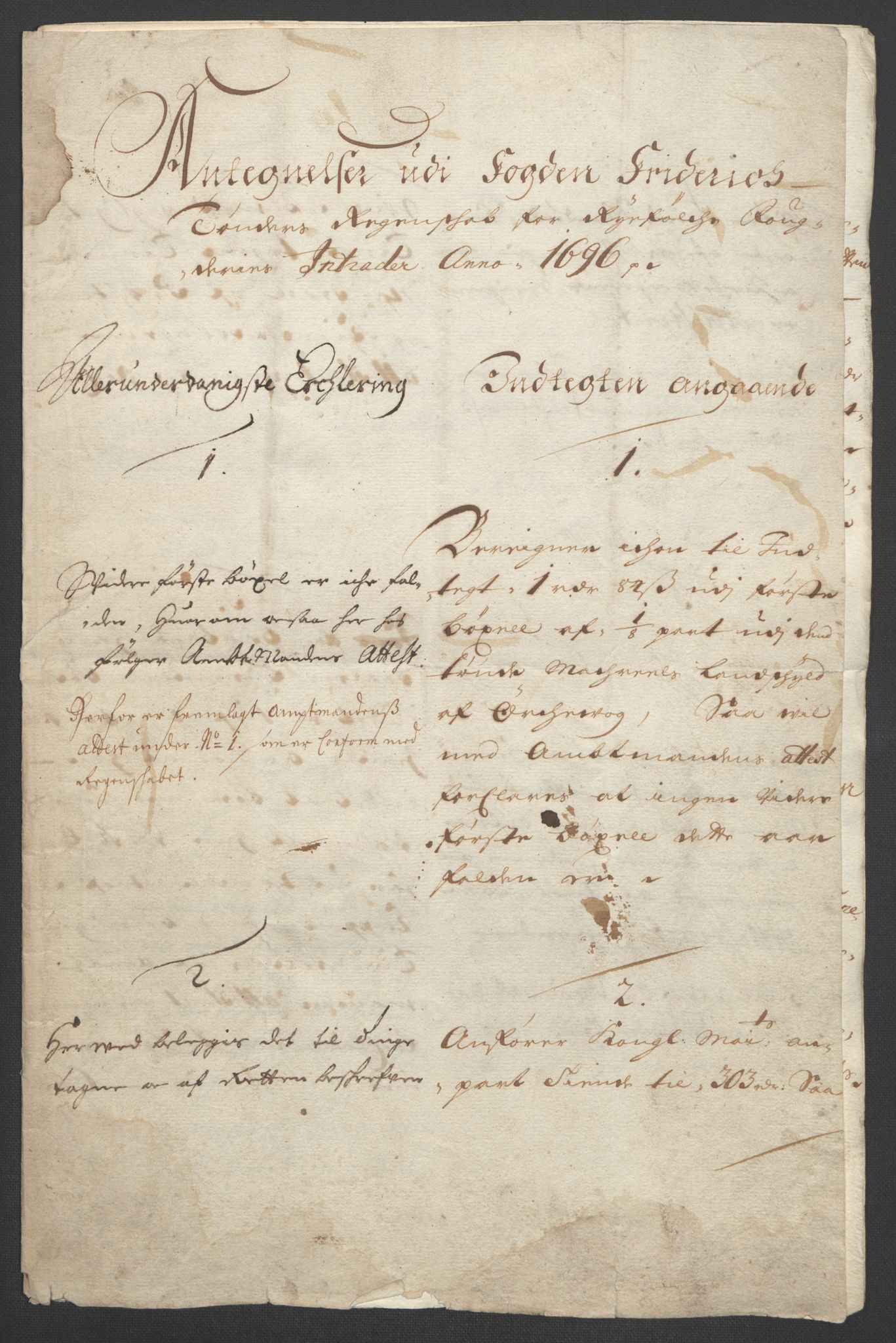Rentekammeret inntil 1814, Reviderte regnskaper, Fogderegnskap, RA/EA-4092/R47/L2857: Fogderegnskap Ryfylke, 1694-1696, p. 313