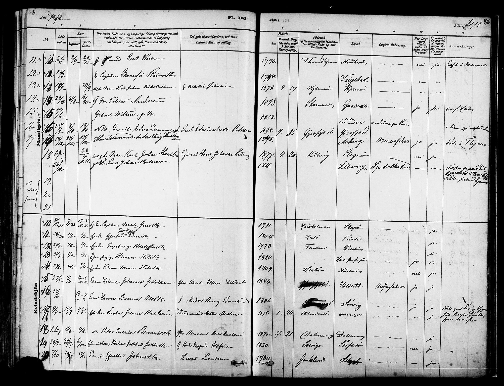 Ministerialprotokoller, klokkerbøker og fødselsregistre - Nordland, SAT/A-1459/834/L0507: Parish register (official) no. 834A05, 1878-1892, p. 416
