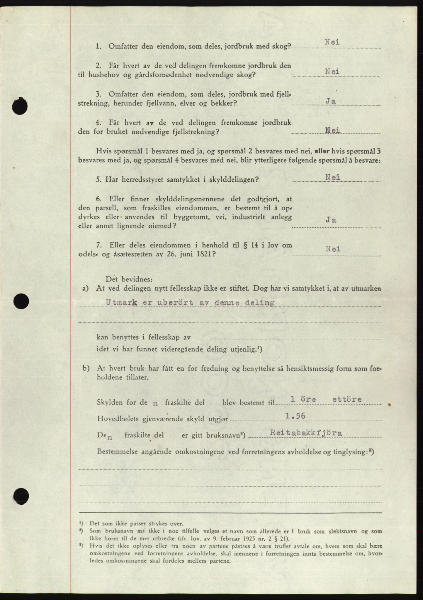 Søre Sunnmøre sorenskriveri, AV/SAT-A-4122/1/2/2C/L0077: Mortgage book no. 3A, 1945-1946, Diary no: : 456/1945