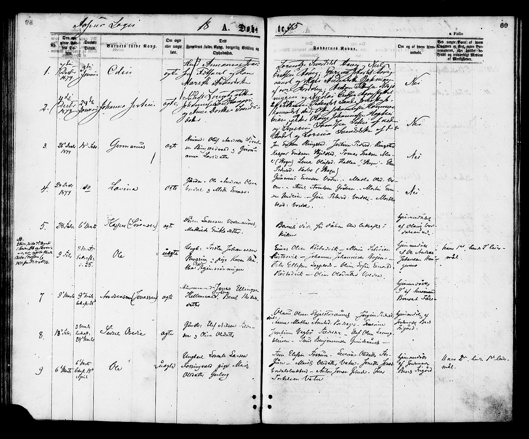 Ministerialprotokoller, klokkerbøker og fødselsregistre - Nord-Trøndelag, SAT/A-1458/713/L0118: Parish register (official) no. 713A08 /2, 1875-1877, p. 60