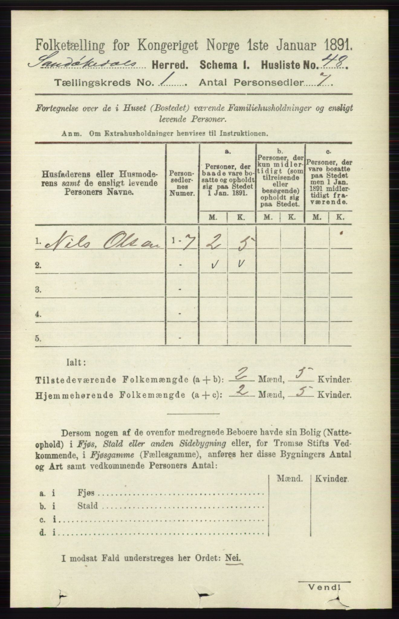 RA, 1891 census for 0816 Sannidal, 1891, p. 70