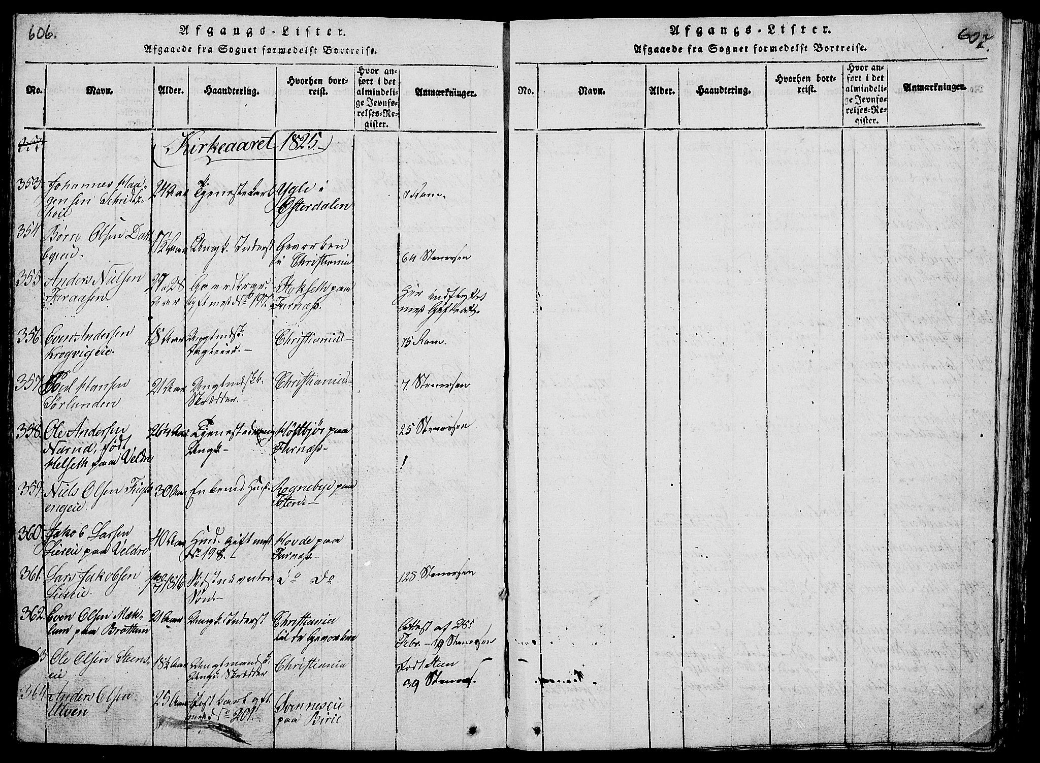 Ringsaker prestekontor, AV/SAH-PREST-014/L/La/L0001: Parish register (copy) no. 1, 1814-1826, p. 606-607