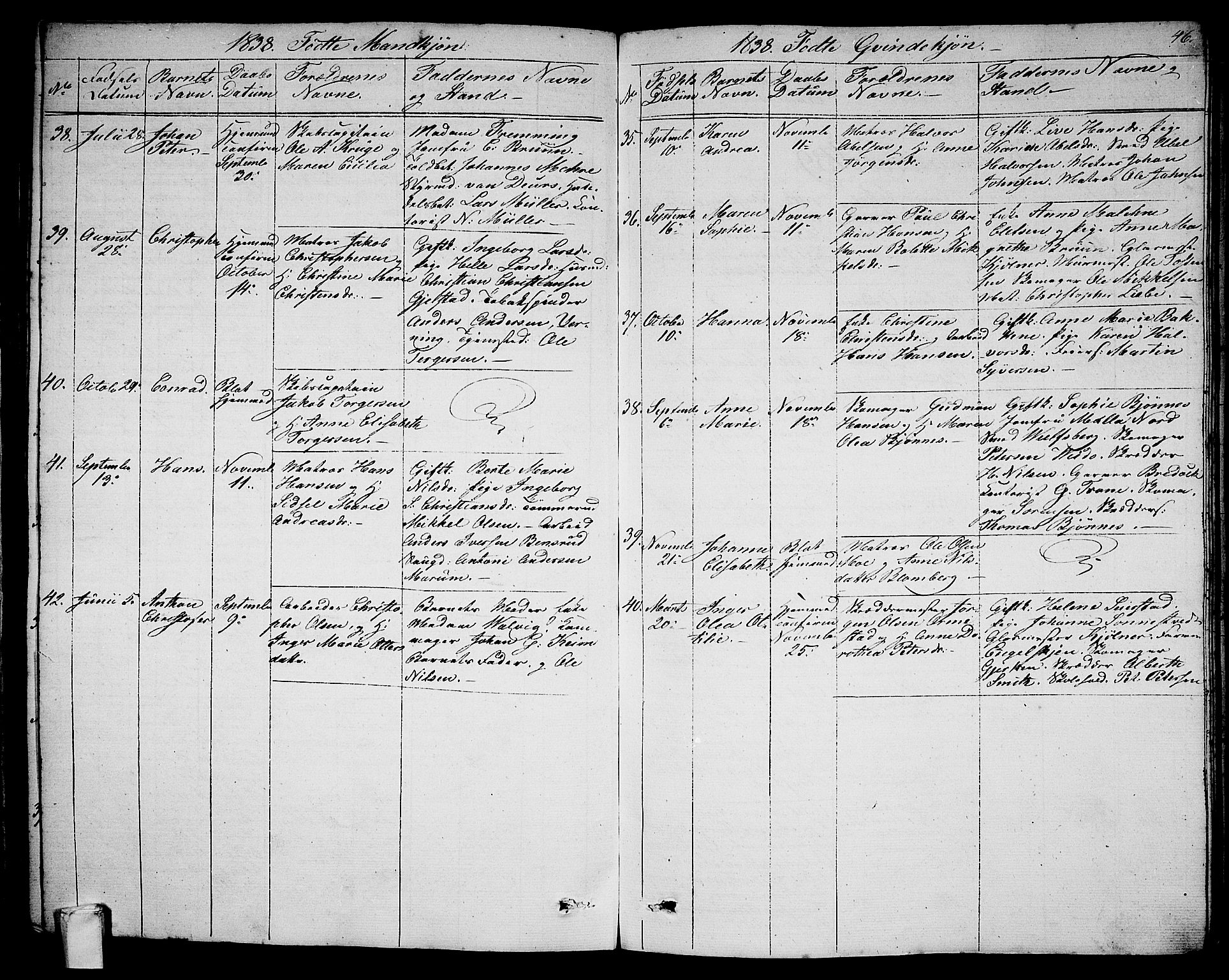 Larvik kirkebøker, SAKO/A-352/G/Ga/L0003a: Parish register (copy) no. I 3A, 1830-1870, p. 46
