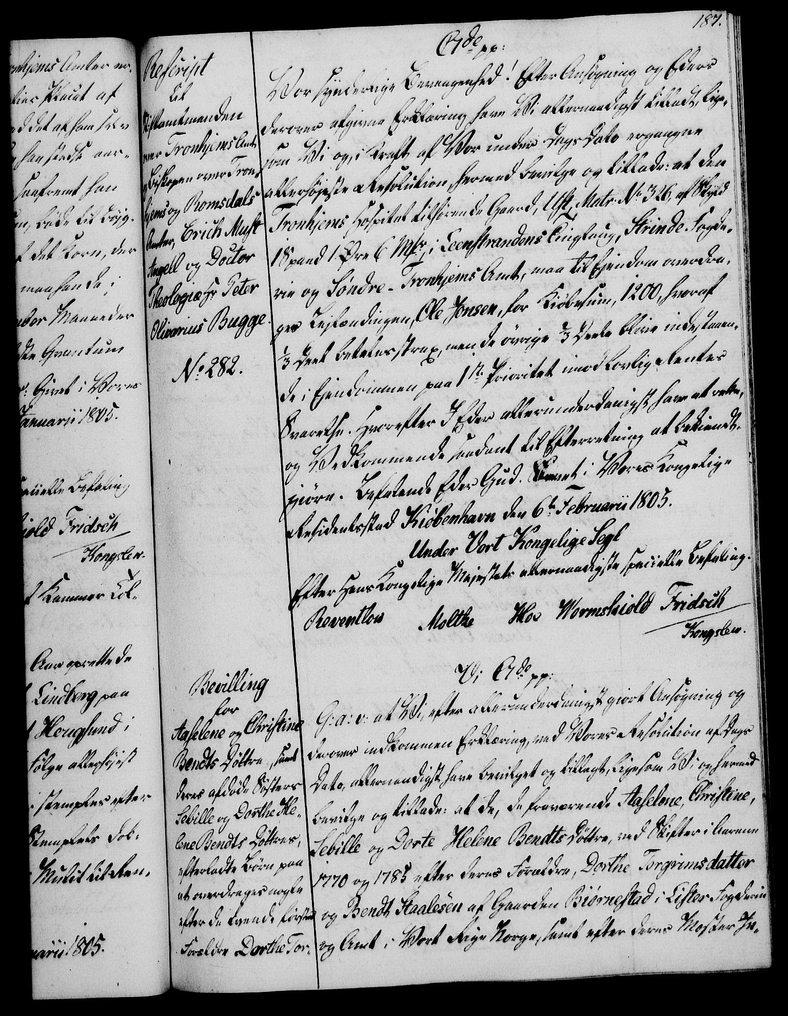 Rentekammeret, Kammerkanselliet, RA/EA-3111/G/Gg/Gga/L0018: Norsk ekspedisjonsprotokoll med register (merket RK 53.18), 1804-1806, p. 187