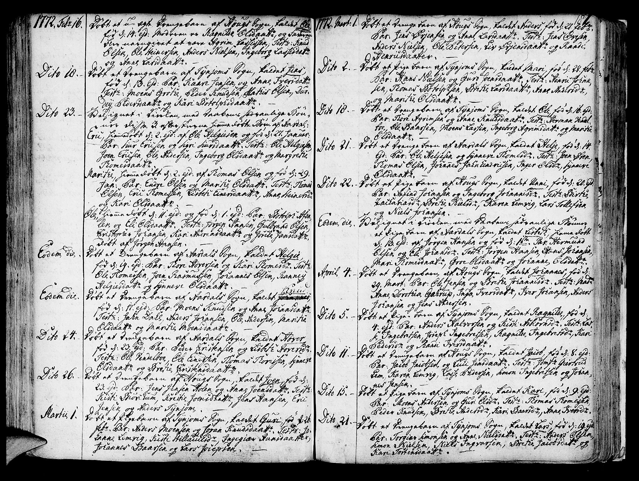 Lærdal sokneprestembete, SAB/A-81201: Parish register (official) no. A 2, 1752-1782, p. 181