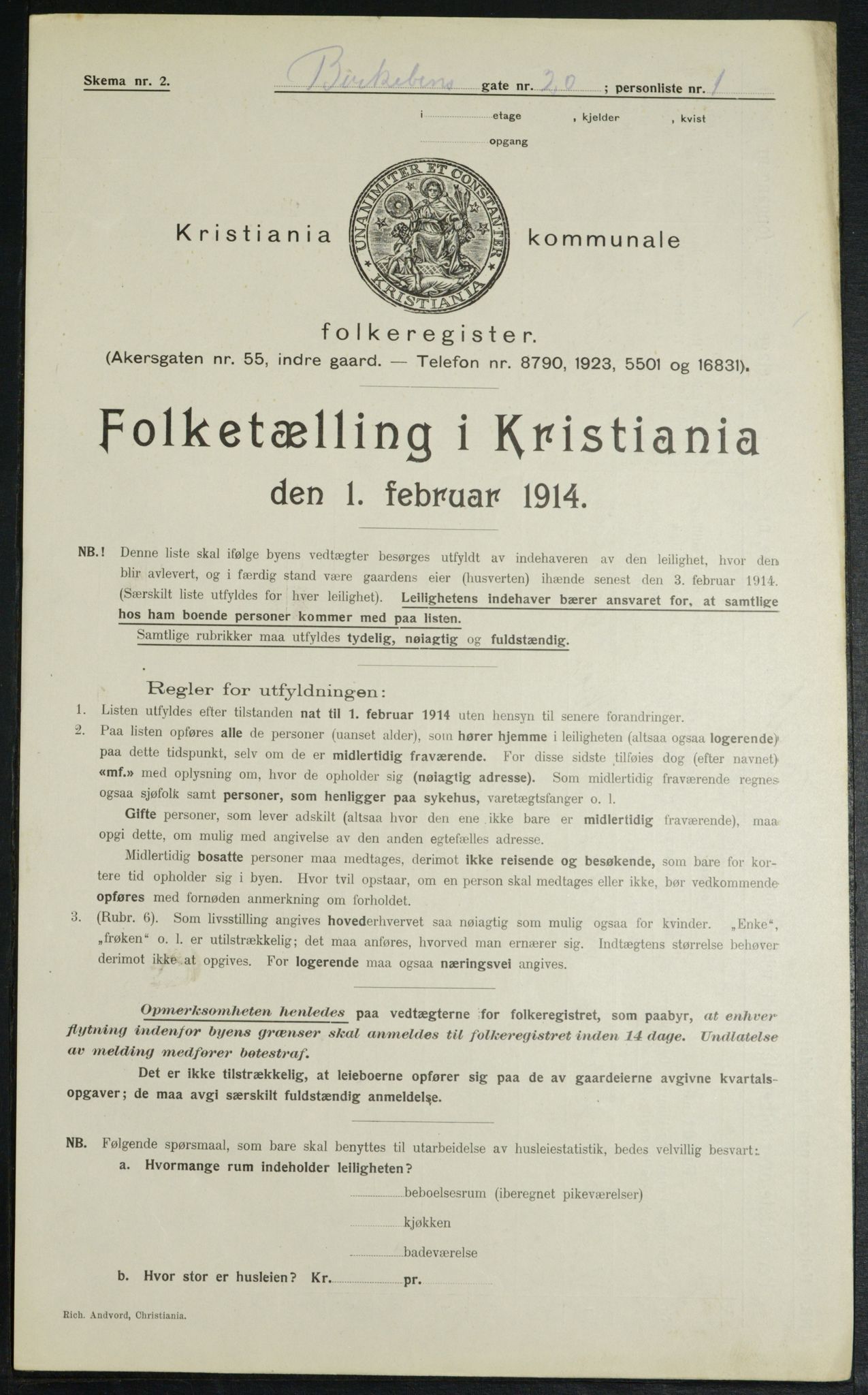 OBA, Municipal Census 1914 for Kristiania, 1914, p. 5011