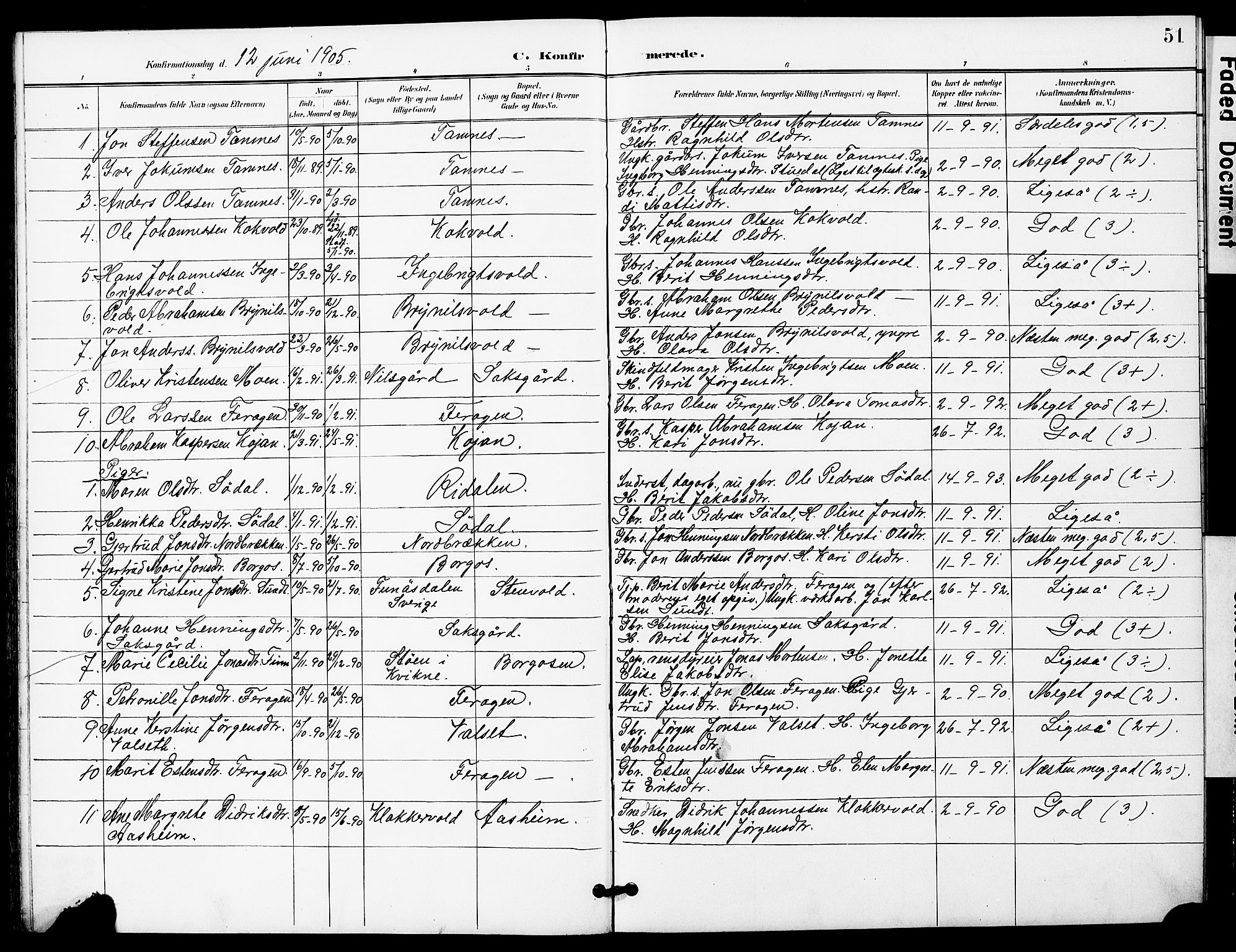 Ministerialprotokoller, klokkerbøker og fødselsregistre - Sør-Trøndelag, SAT/A-1456/683/L0950: Parish register (copy) no. 683C02, 1897-1918, p. 51