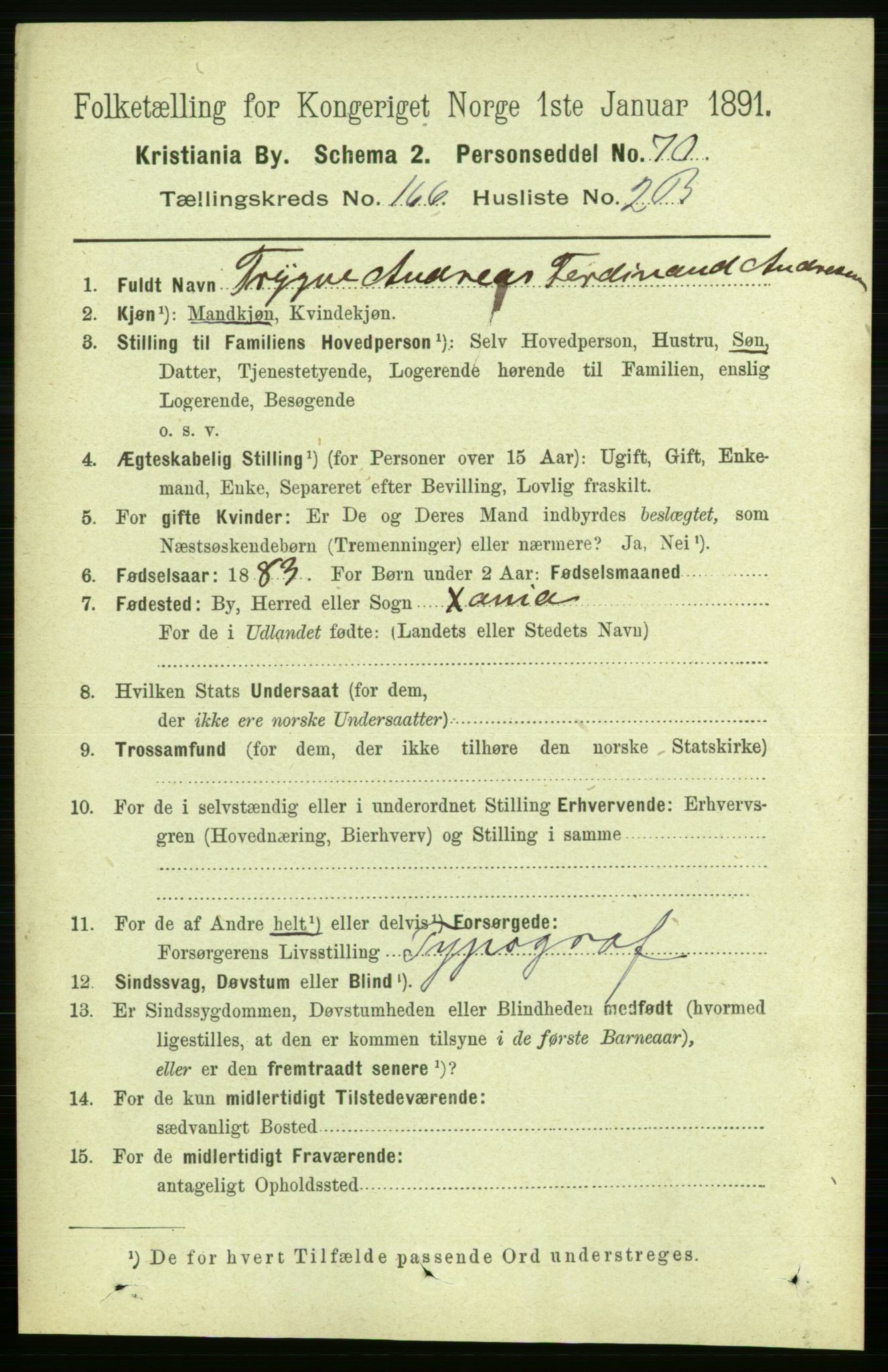 RA, 1891 census for 0301 Kristiania, 1891, p. 96298