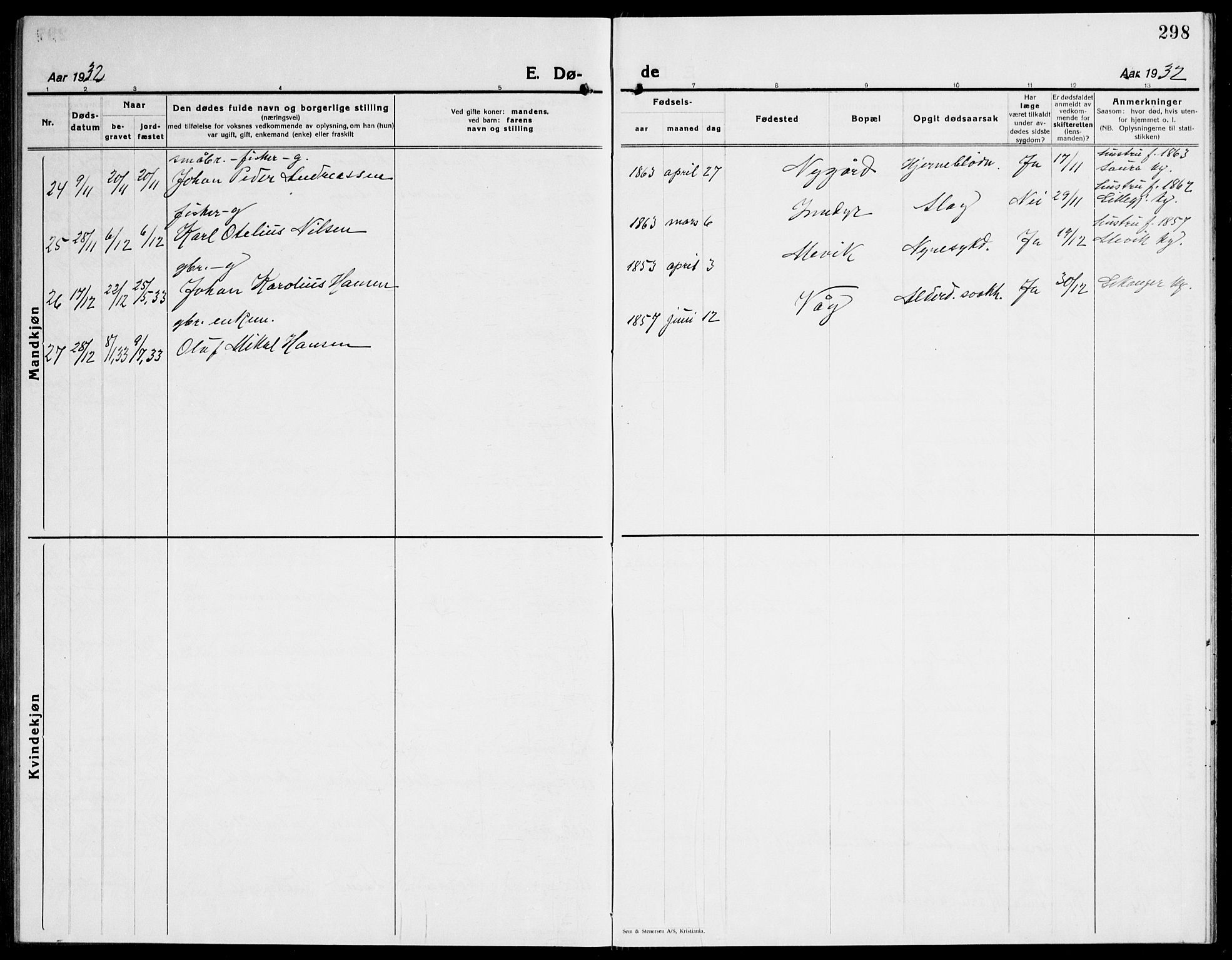 Ministerialprotokoller, klokkerbøker og fødselsregistre - Nordland, AV/SAT-A-1459/805/L0111: Parish register (copy) no. 805C07, 1925-1943, p. 298