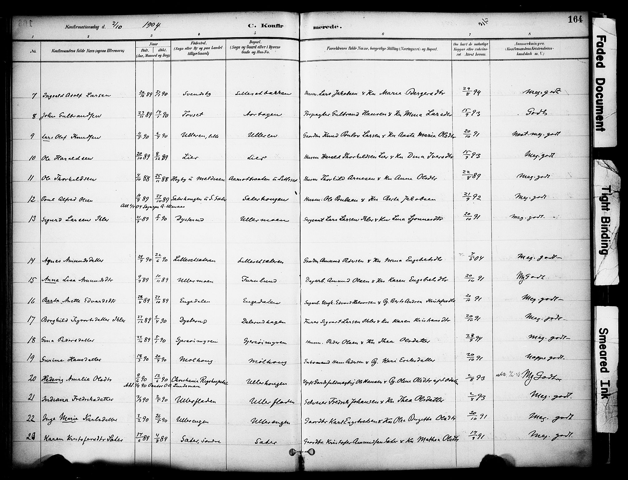 Sør-Odal prestekontor, AV/SAH-PREST-030/H/Ha/Haa/L0008: Parish register (official) no. 8, 1886-1922, p. 164