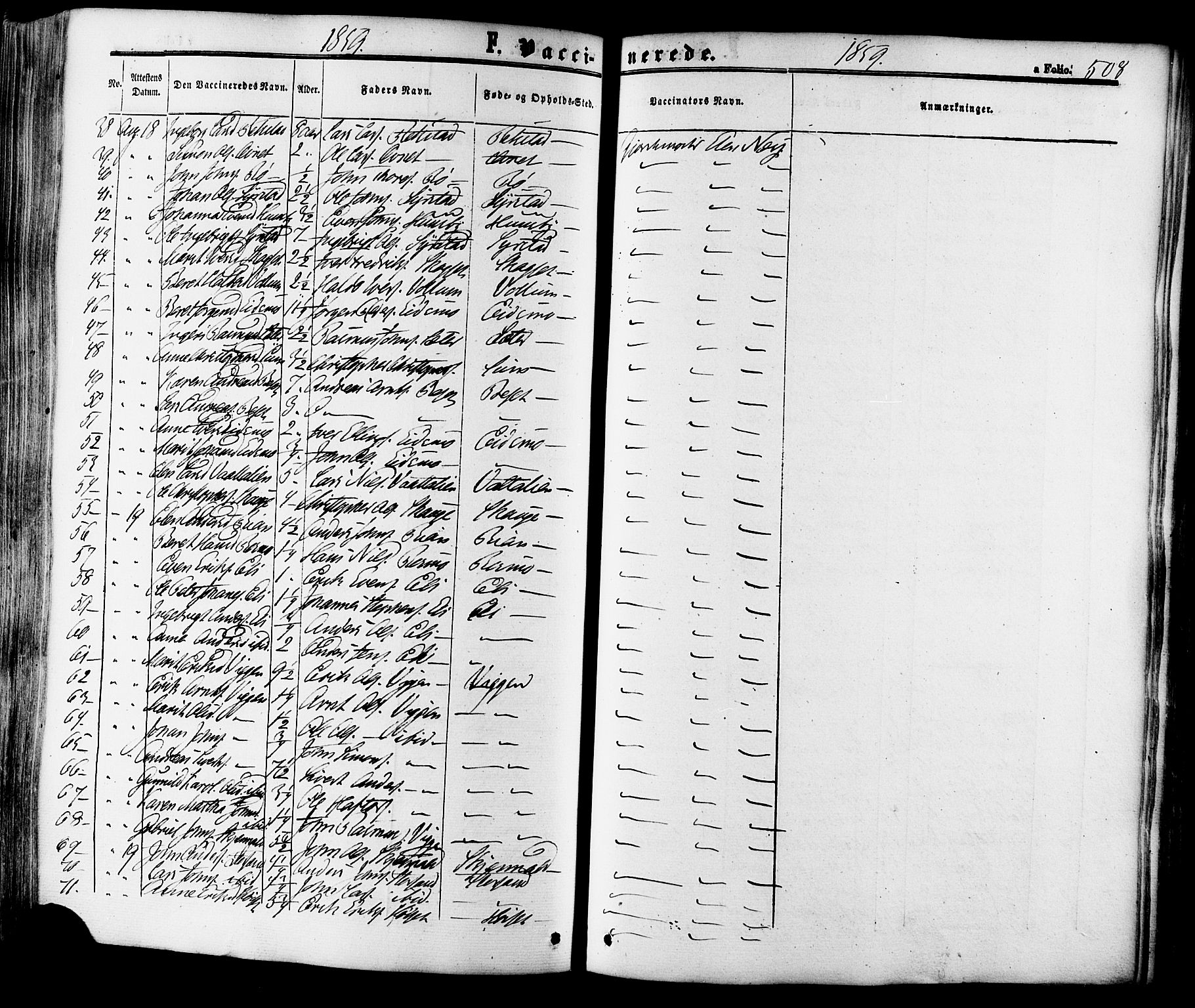 Ministerialprotokoller, klokkerbøker og fødselsregistre - Sør-Trøndelag, SAT/A-1456/665/L0772: Parish register (official) no. 665A07, 1856-1878, p. 508