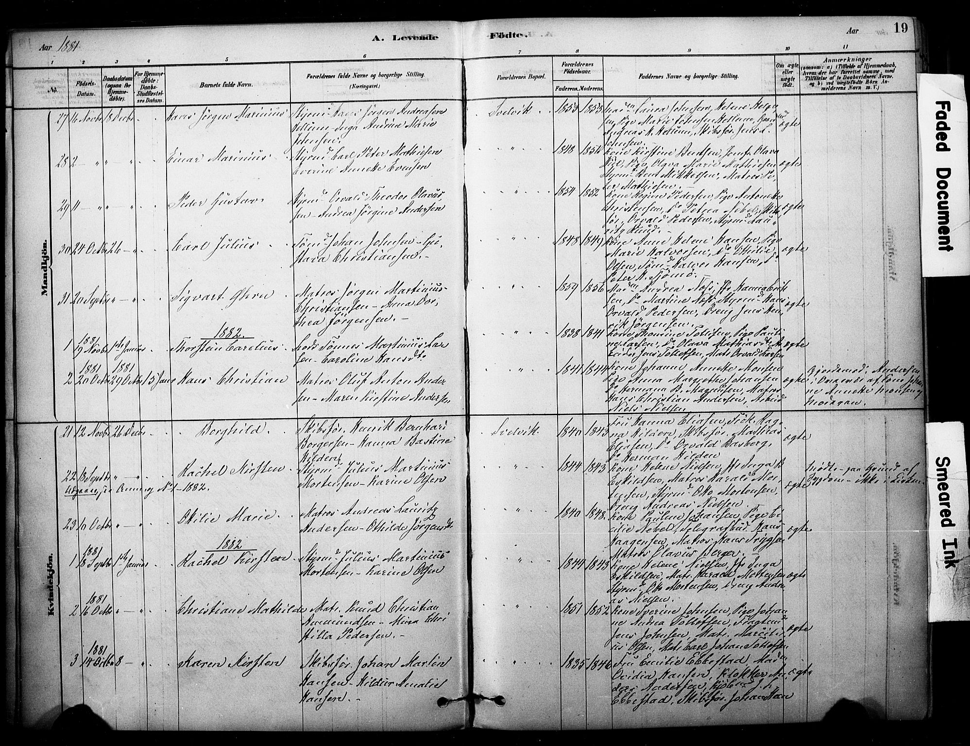 Strømm kirkebøker, AV/SAKO-A-322/F/Fb/L0001: Parish register (official) no. II 1, 1878-1899, p. 19