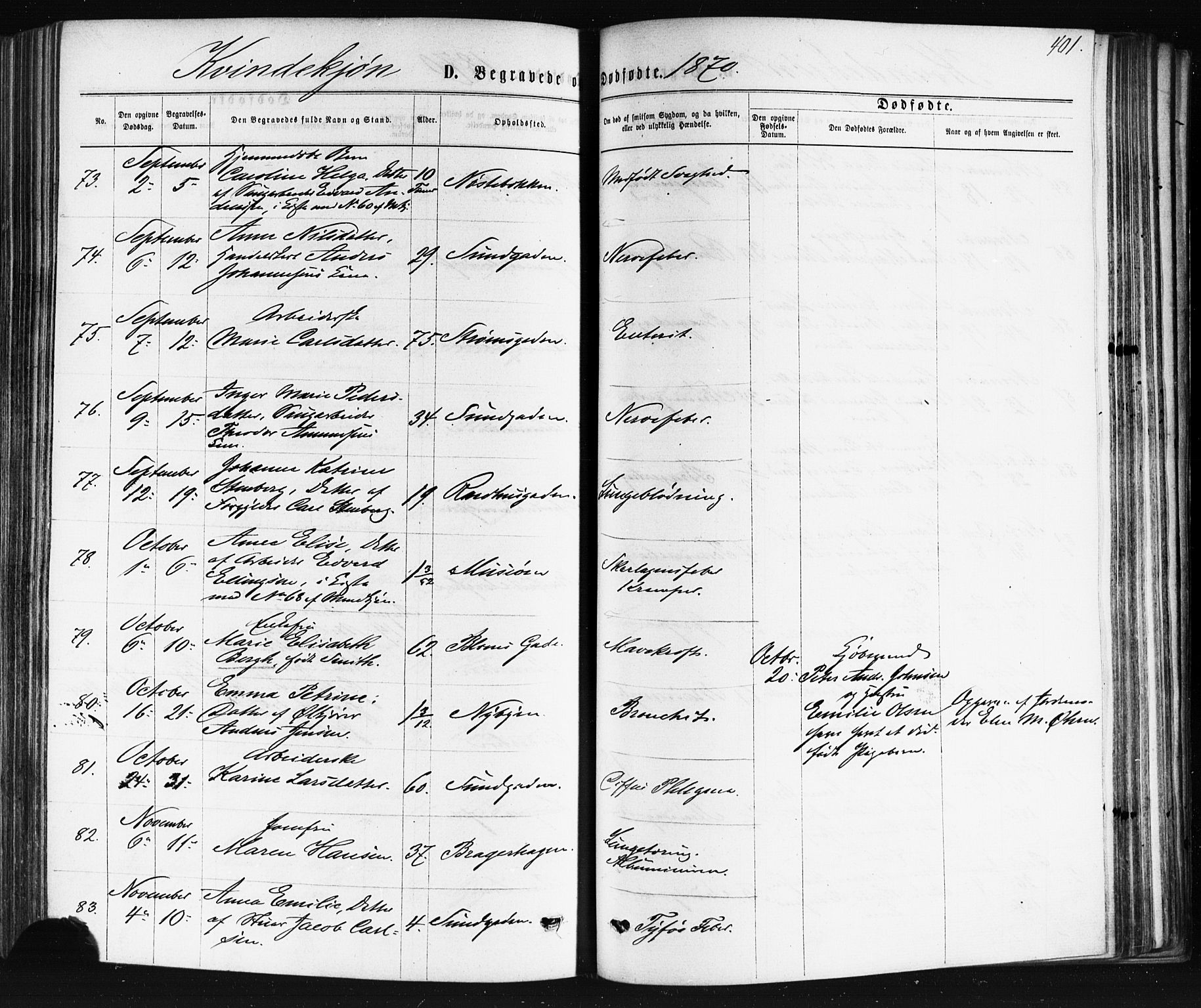 Bragernes kirkebøker, AV/SAKO-A-6/F/Fb/L0004: Parish register (official) no. II 4, 1869-1875, p. 401