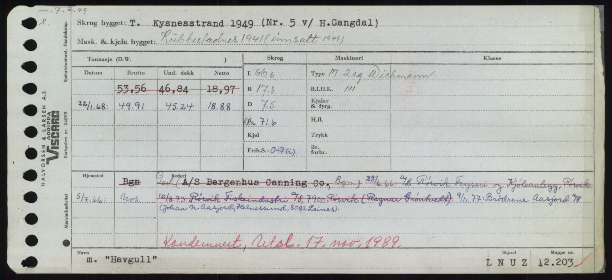 Sjøfartsdirektoratet med forløpere, Skipsmålingen, RA/S-1627/H/Hd/L0014: Fartøy, H-Havl, p. 567