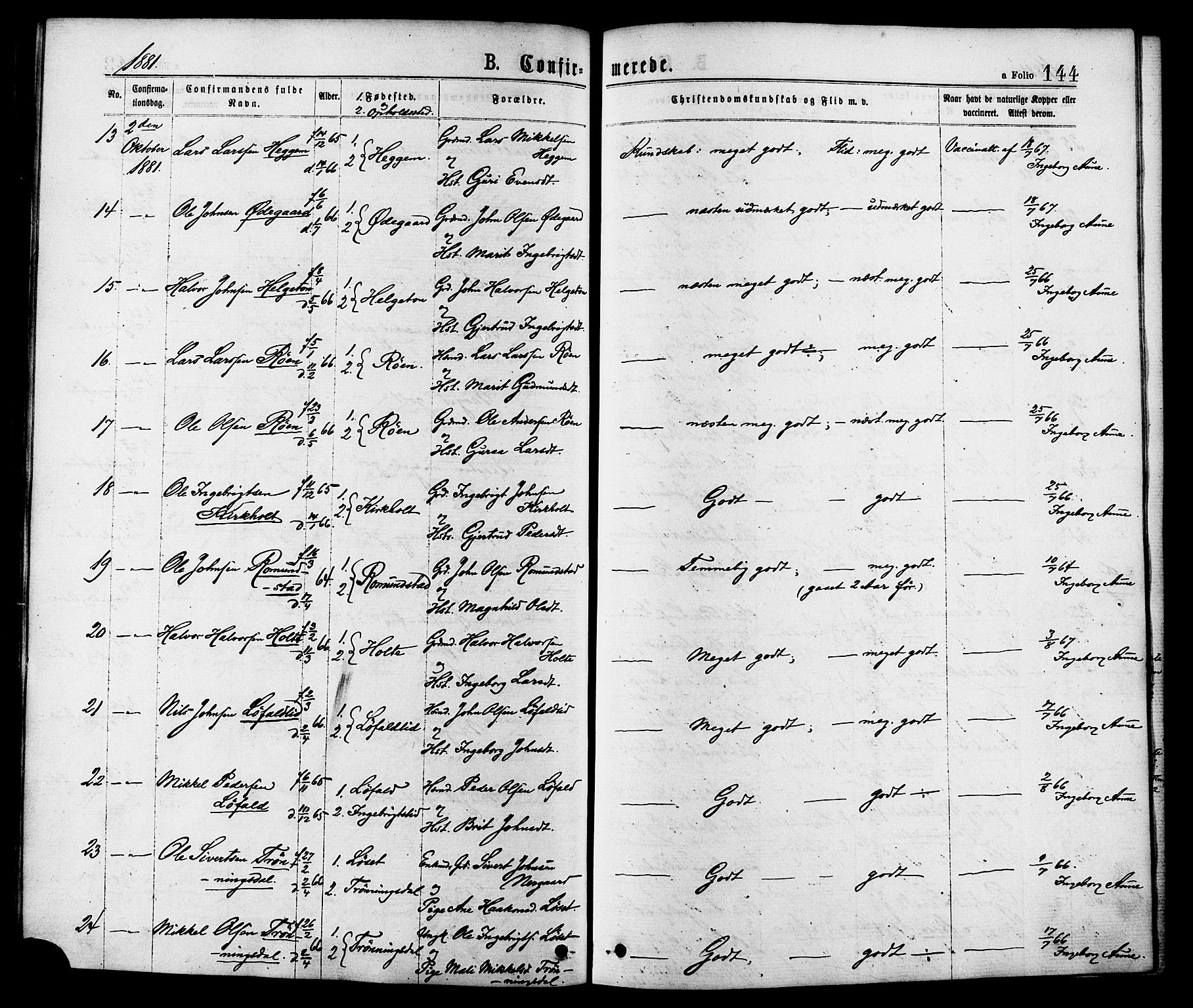 Ministerialprotokoller, klokkerbøker og fødselsregistre - Møre og Romsdal, SAT/A-1454/598/L1068: Parish register (official) no. 598A02, 1872-1881, p. 144