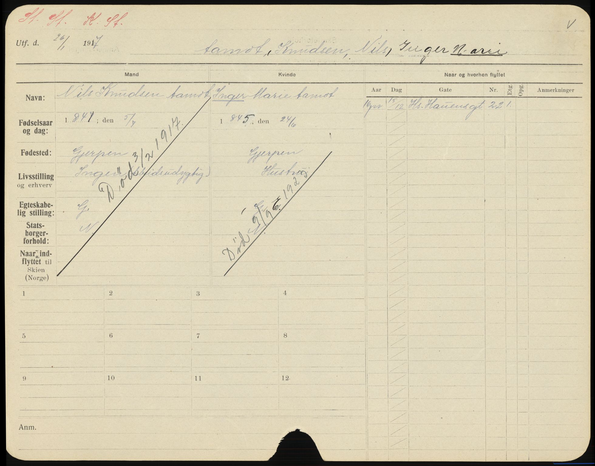 Skien folkeregister, AV/SAKO-A-425/H/Ha/L0001: Døde, 1916-1929, p. 1055