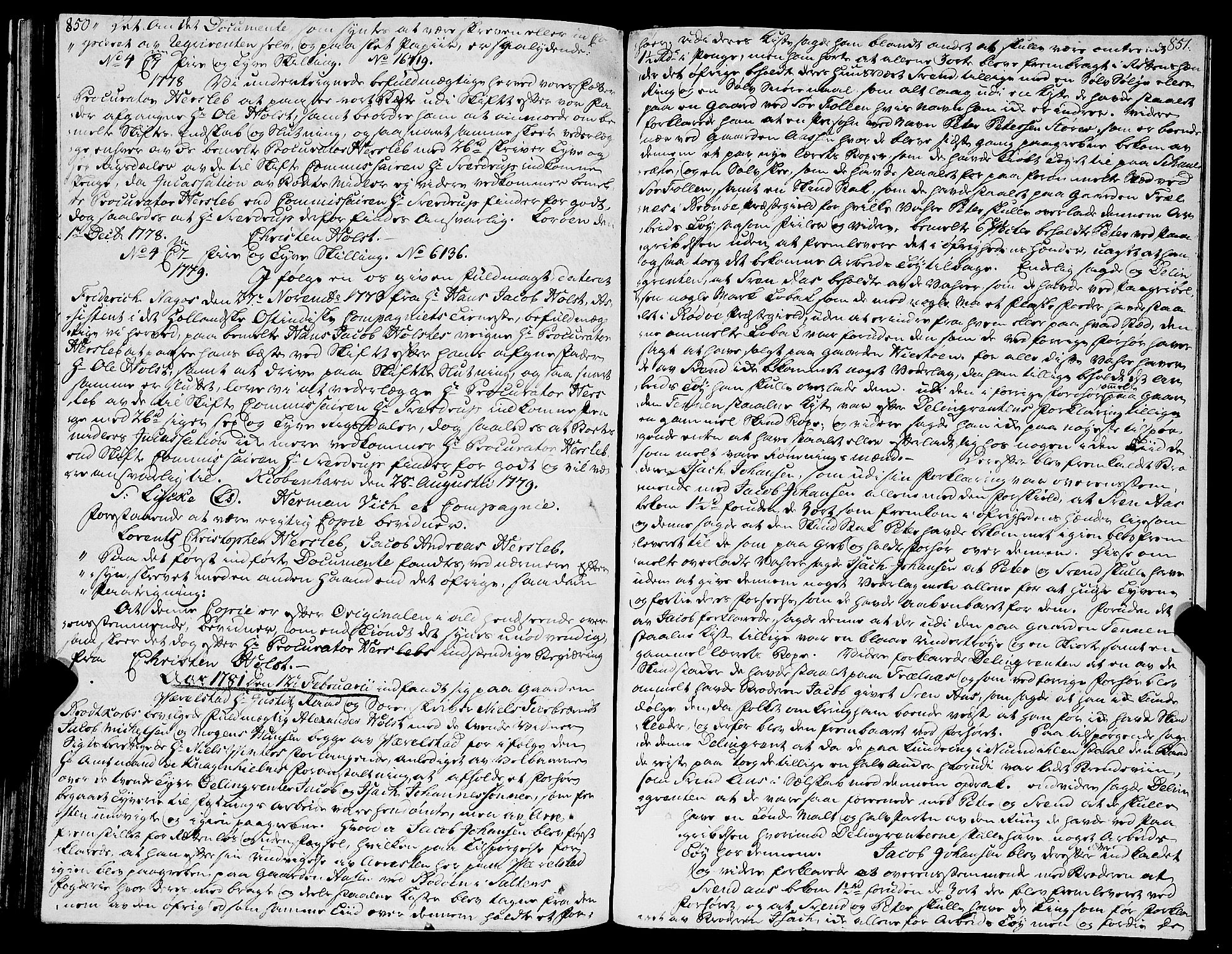 Helgeland sorenskriveri, SAT/A-0004/1/1A/L0028: Tingbok 21B, 1779-1781, p. 850-851