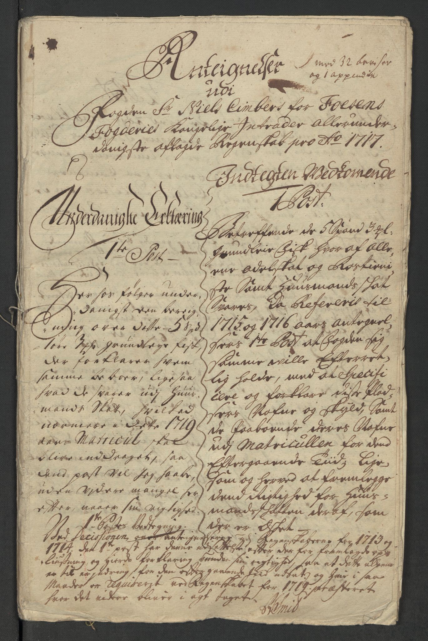 Rentekammeret inntil 1814, Reviderte regnskaper, Fogderegnskap, AV/RA-EA-4092/R57/L3865: Fogderegnskap Fosen, 1717, p. 257