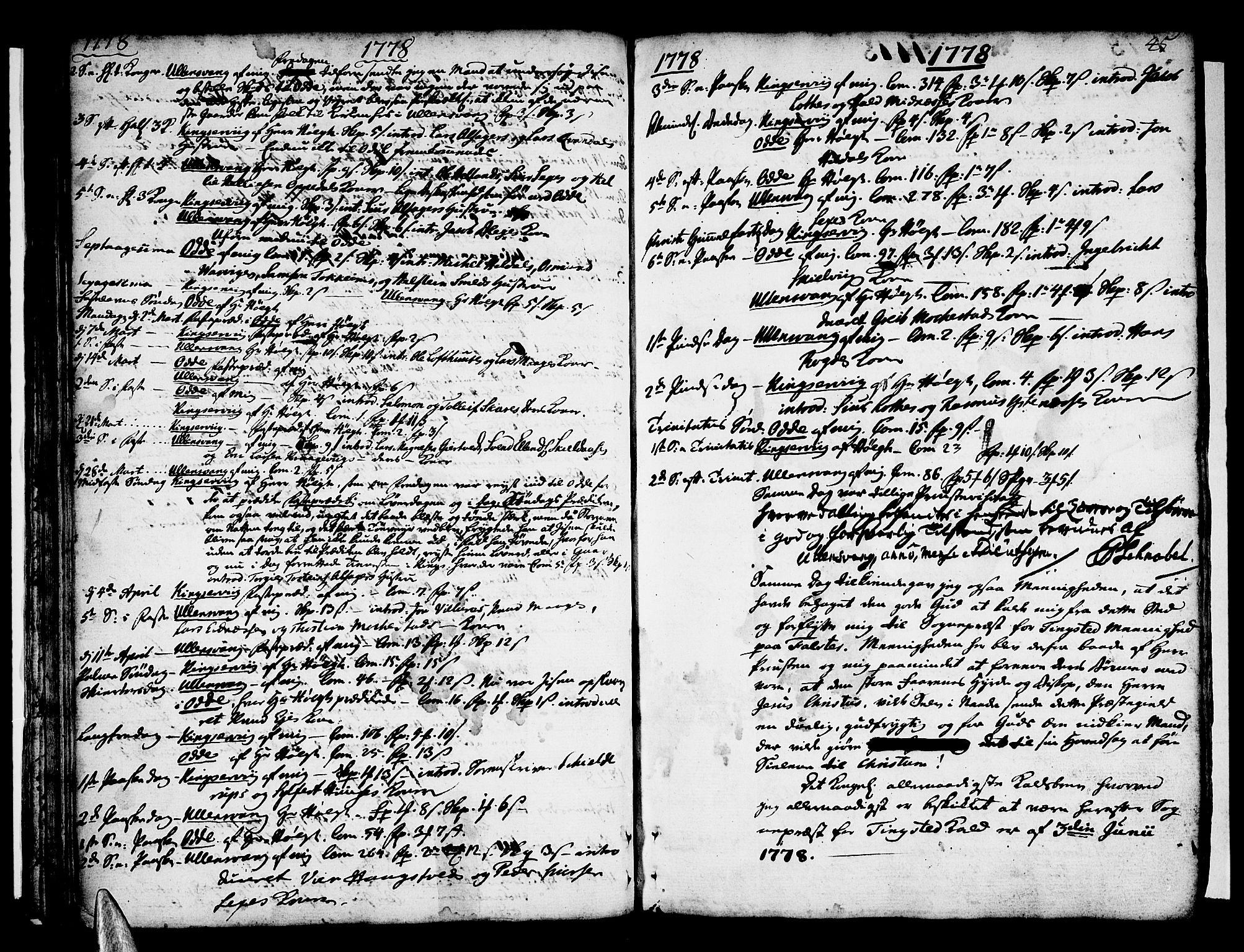 Ullensvang sokneprestembete, AV/SAB-A-78701/H/Haa: Parish register (official) no. A 6 /1, 1758-1788, p. 45