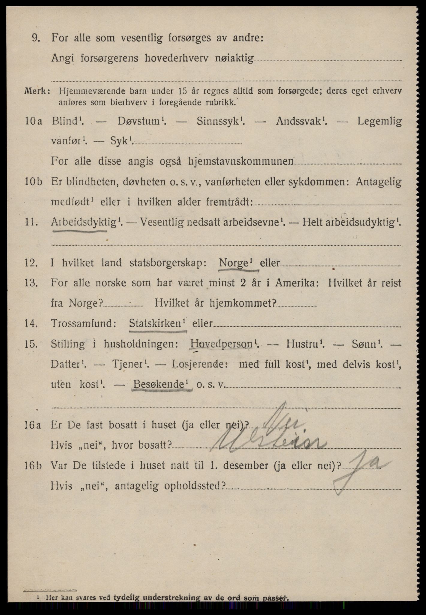 SAT, 1920 census for Volda, 1920, p. 10923