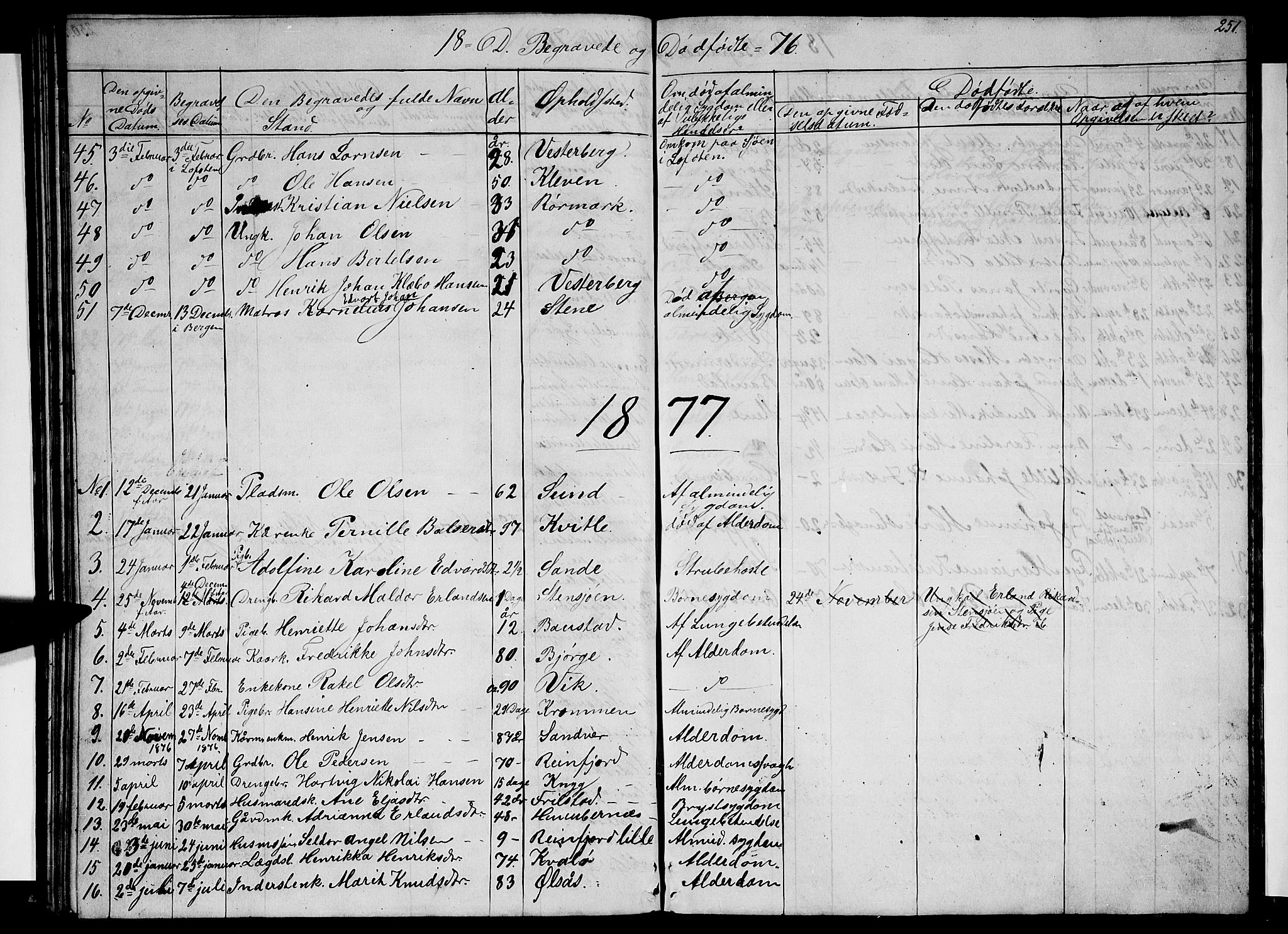 Ministerialprotokoller, klokkerbøker og fødselsregistre - Nordland, AV/SAT-A-1459/812/L0187: Parish register (copy) no. 812C05, 1850-1883, p. 251