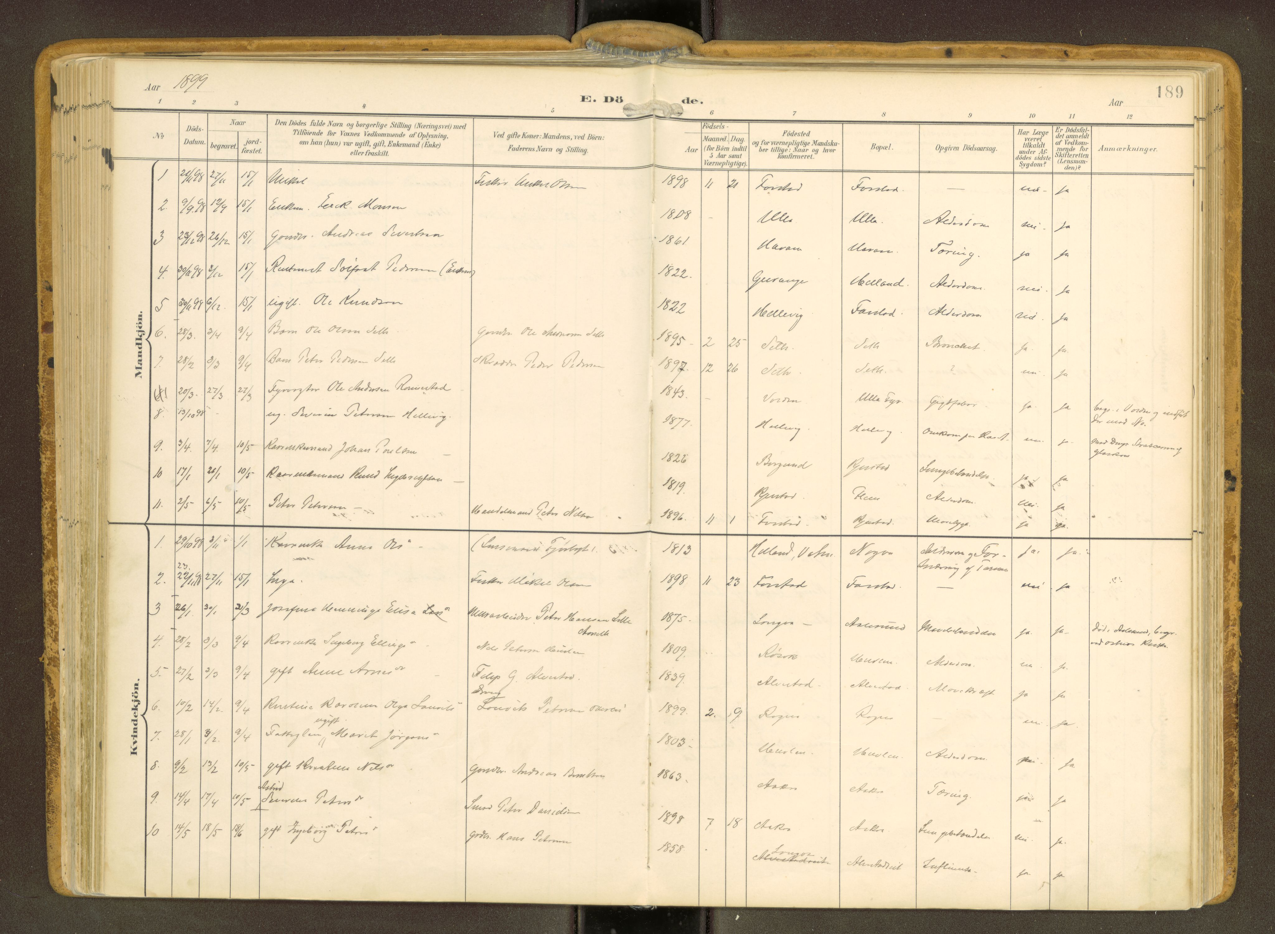 Ministerialprotokoller, klokkerbøker og fødselsregistre - Møre og Romsdal, SAT/A-1454/536/L0517: Parish register (official) no. 536A--, 1897-1917, p. 189