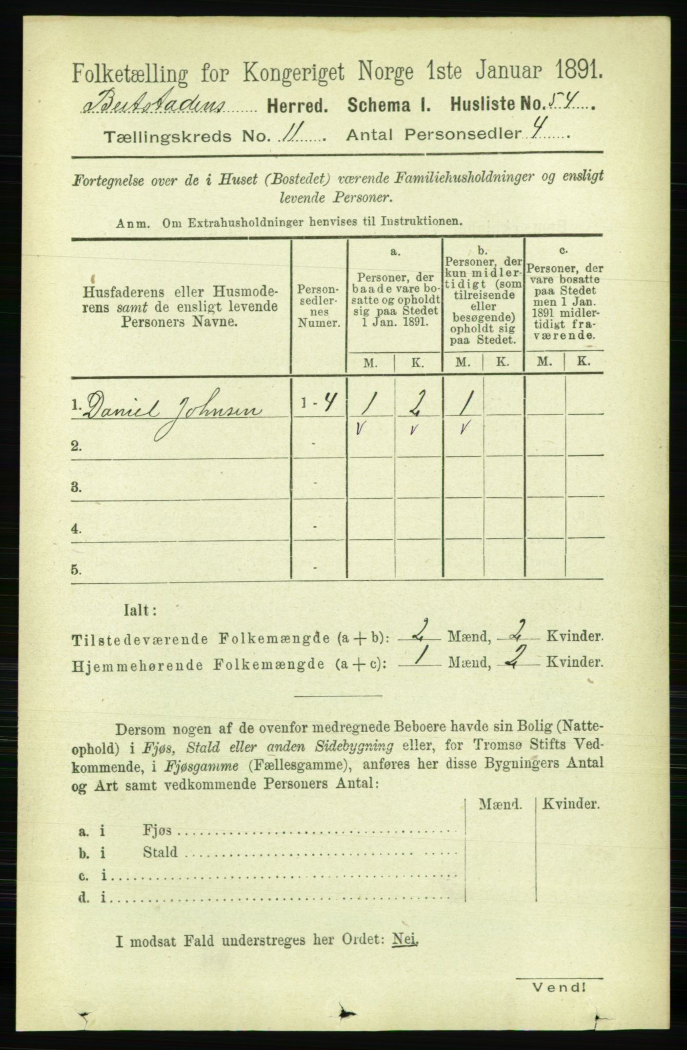 RA, 1891 census for 1727 Beitstad, 1891, p. 3039