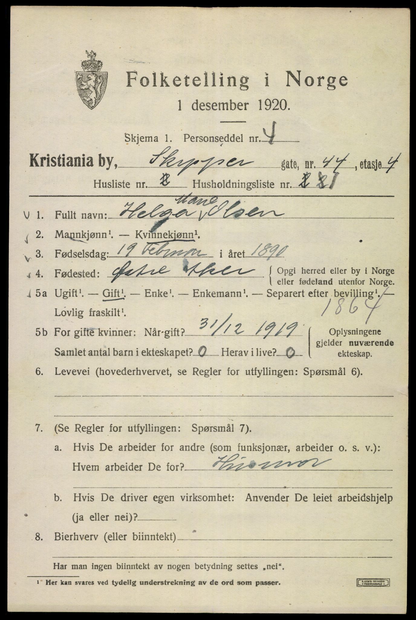 SAO, 1920 census for Kristiania, 1920, p. 512901