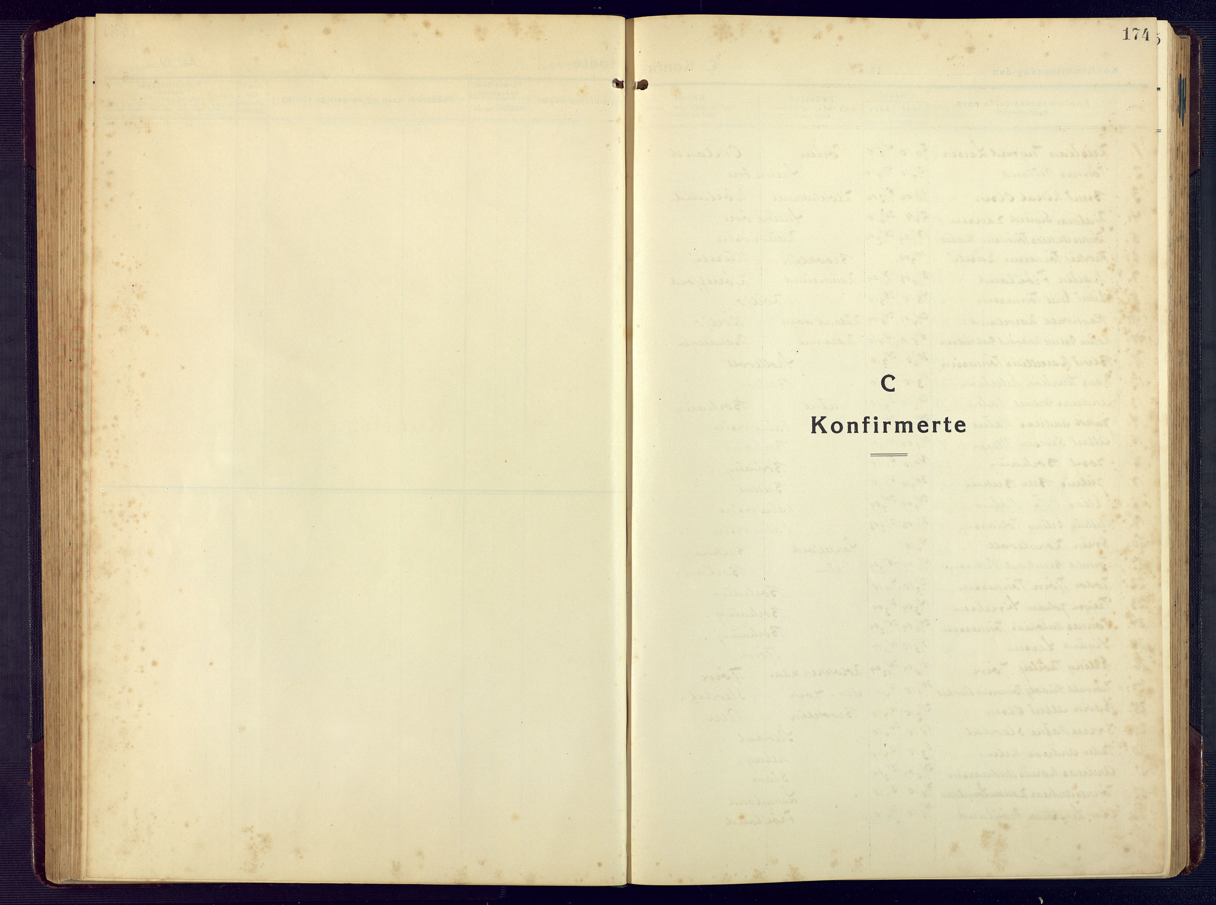 Lista sokneprestkontor, SAK/1111-0027/F/Fb/L0006: Parish register (copy) no. B 6, 1924-1947, p. 174