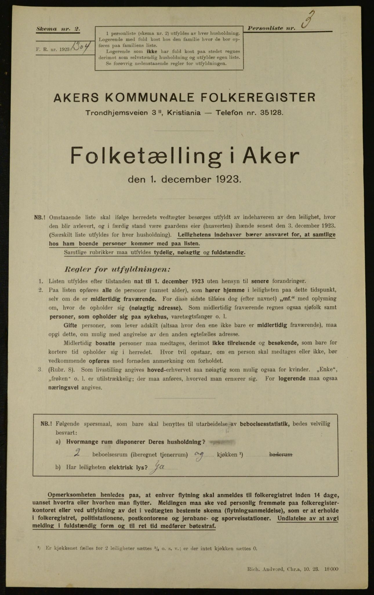 , Municipal Census 1923 for Aker, 1923, p. 15980