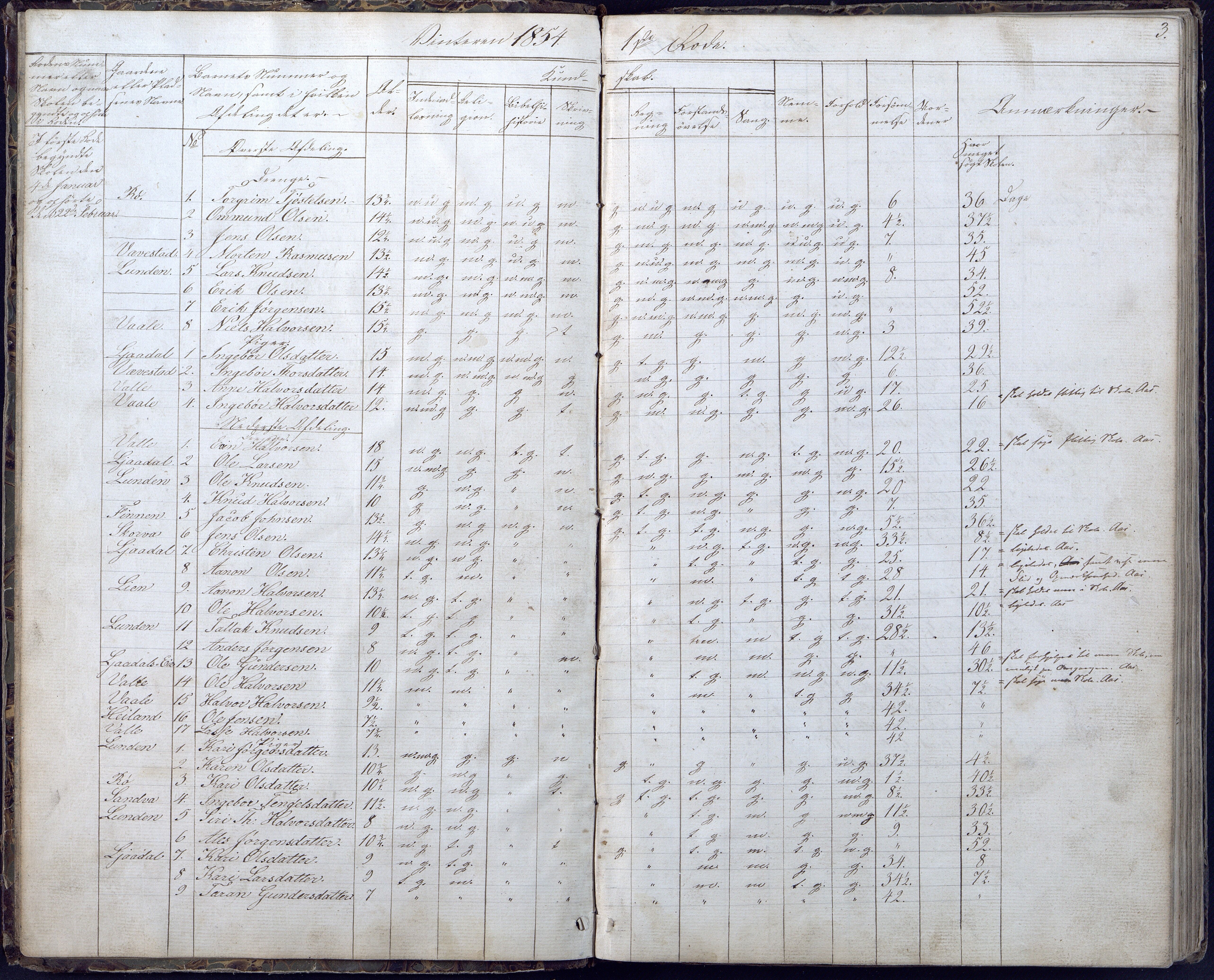 Gjerstad Kommune, Gjerstad Skole, AAKS/KA0911-550a/F02/L0004: Skolejournal/protokoll 6.skoledistrikt, 1854-1869, p. 3