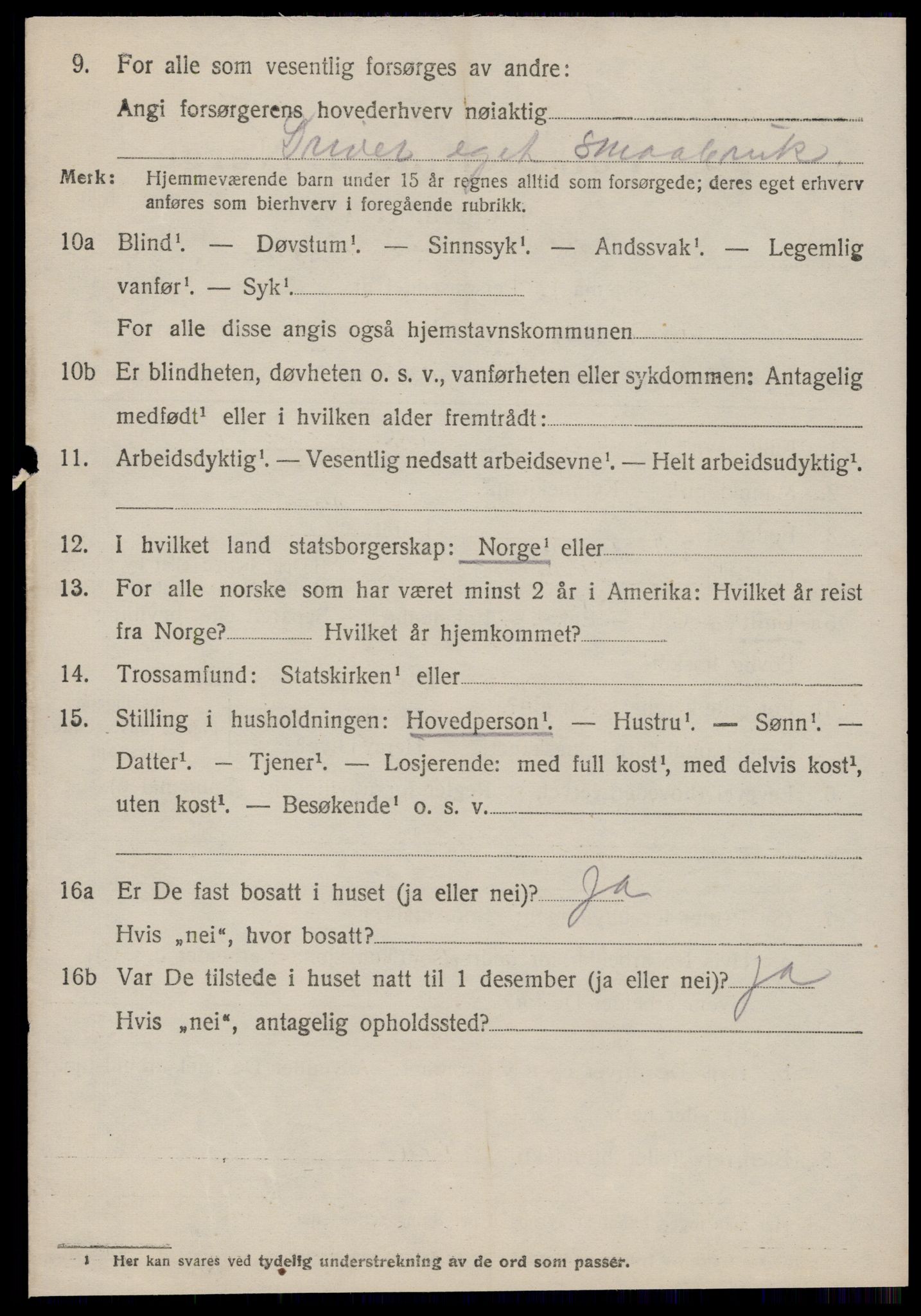 SAT, 1920 census for Vanylven, 1920, p. 4016