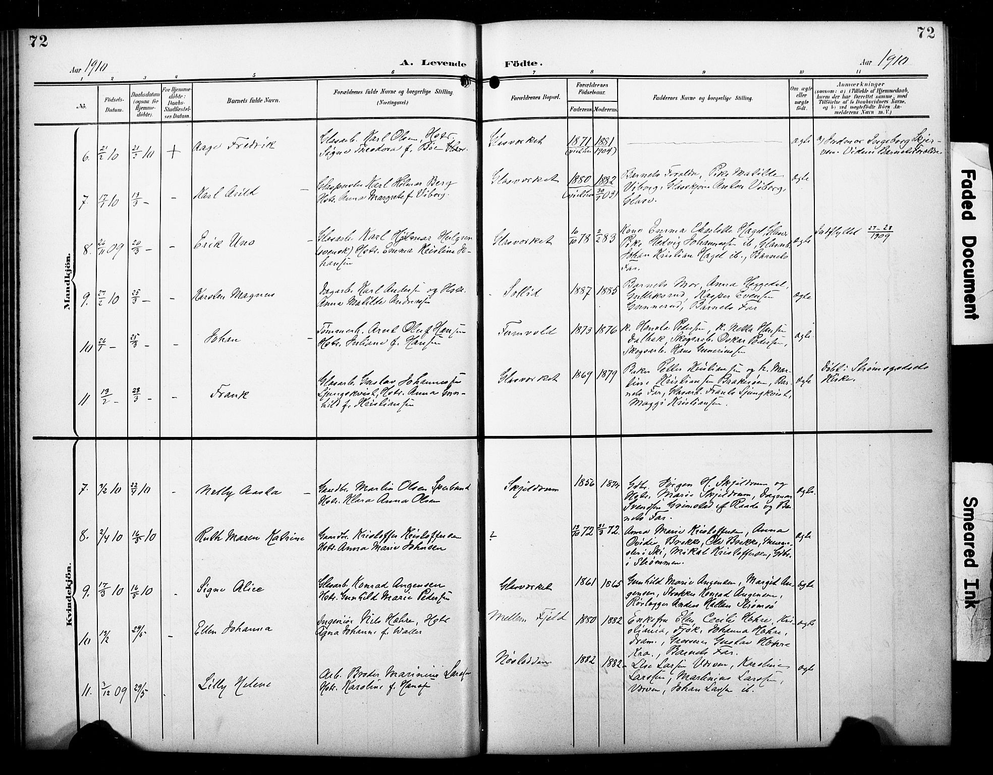 Skoger kirkebøker, SAKO/A-59/G/Ga/L0003: Parish register (copy) no. I 3, 1900-1927, p. 72