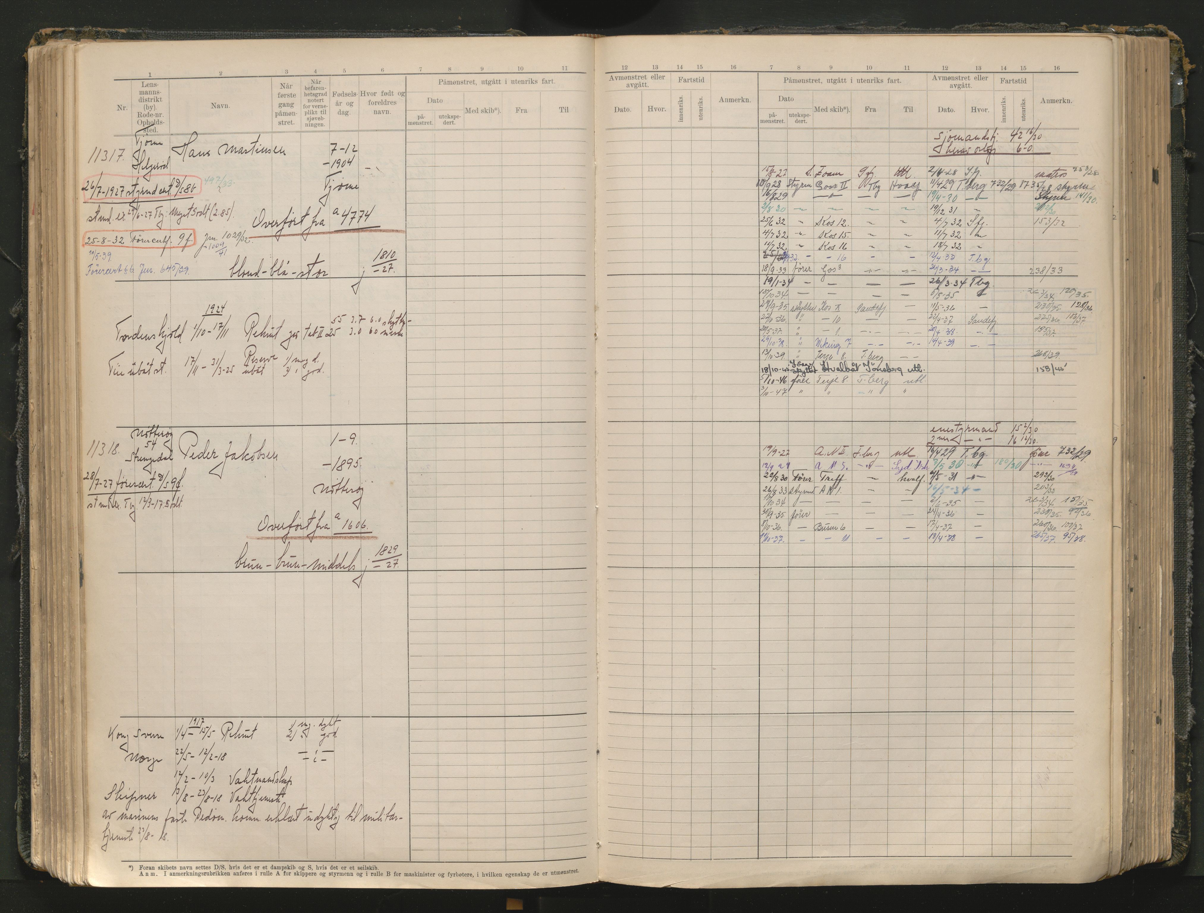 Tønsberg innrulleringskontor, AV/SAKO-A-786/F/Fc/Fcb/L0012: Hovedrulle Patent nr. 10828-12216, 1925-1948