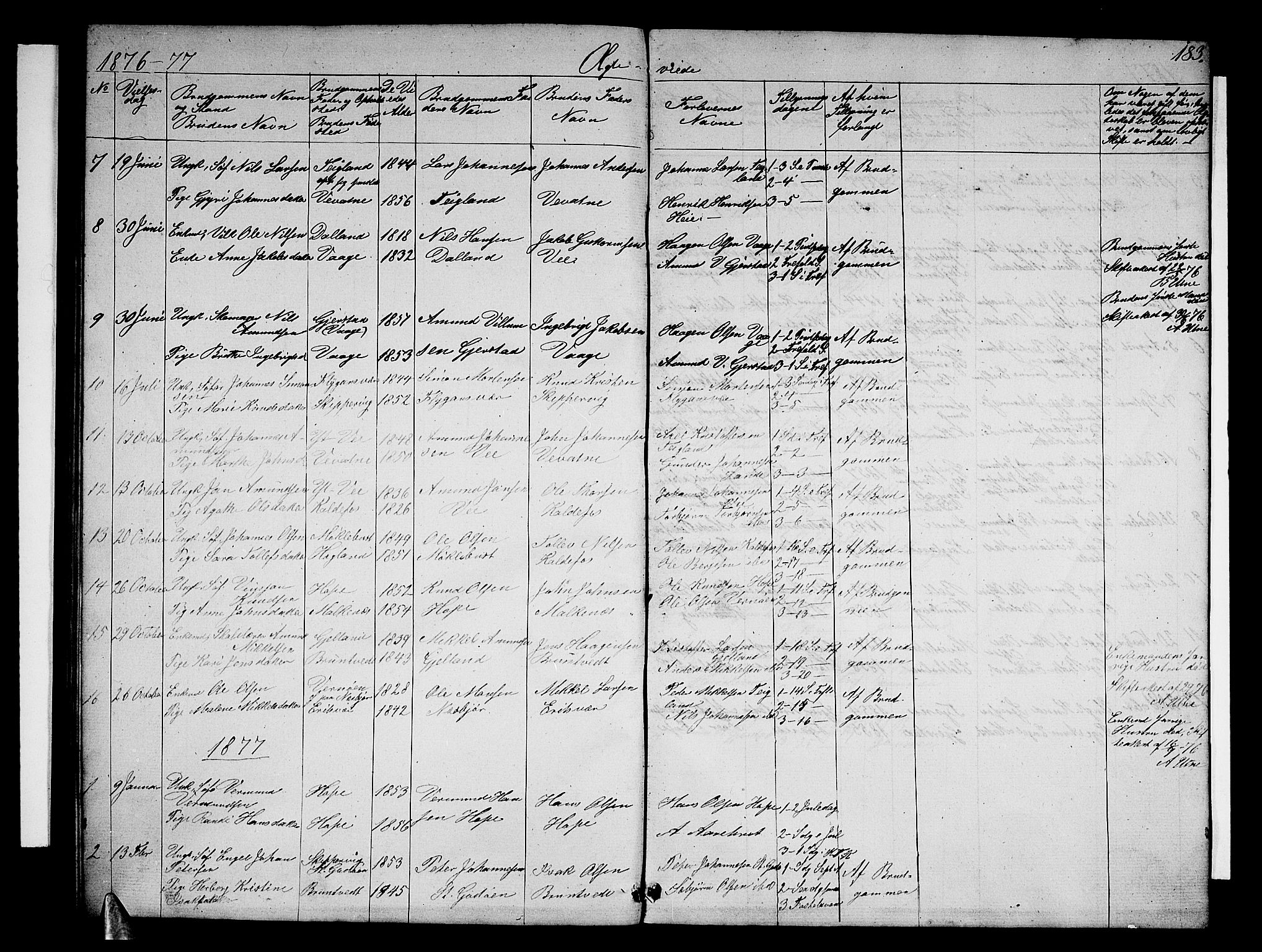 Tysnes sokneprestembete, SAB/A-78601/H/Hab: Parish register (copy) no. B 1, 1855-1877, p. 183