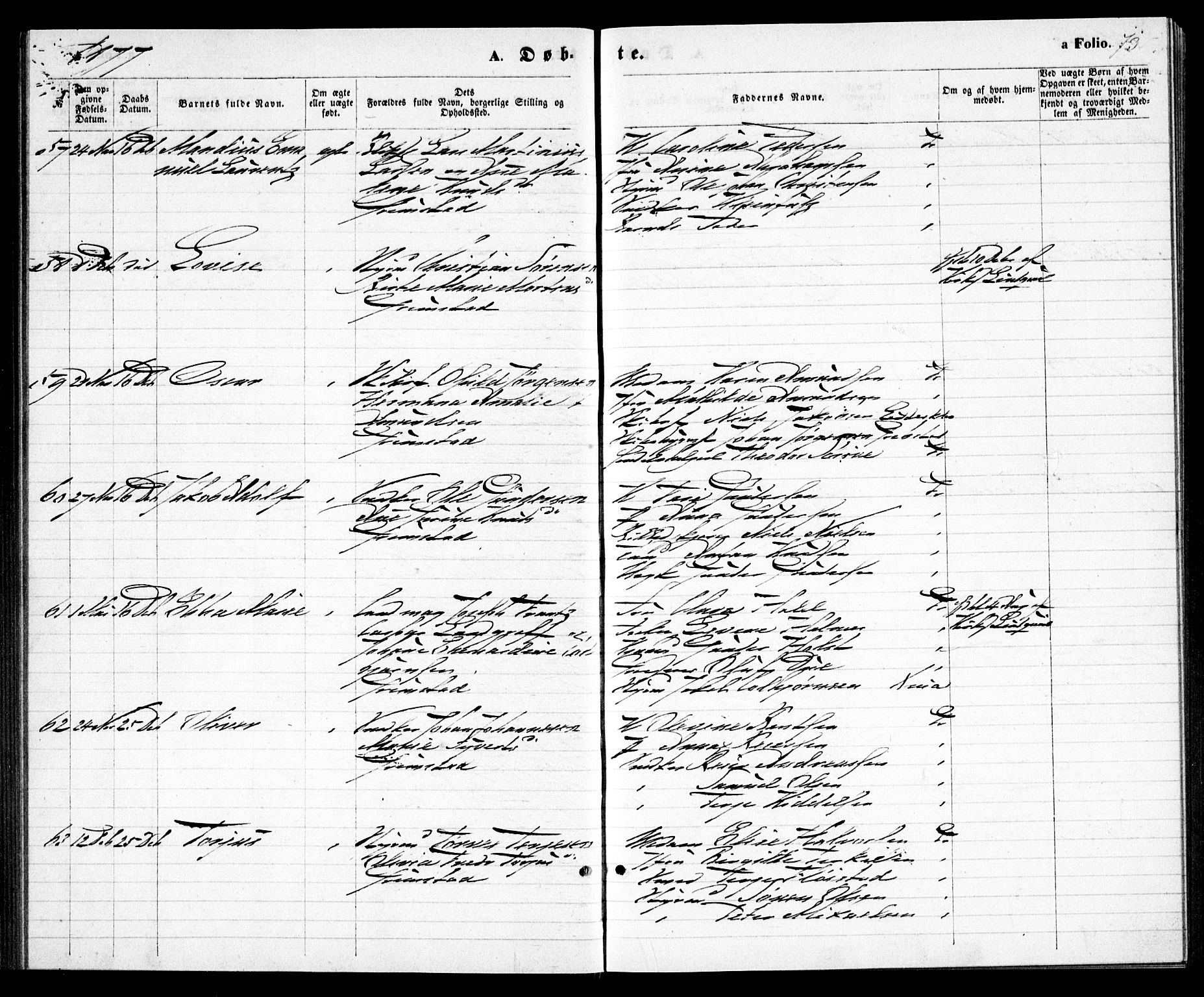 Grimstad sokneprestkontor, AV/SAK-1111-0017/F/Fa/L0002: Parish register (official) no. A 1, 1869-1881, p. 73