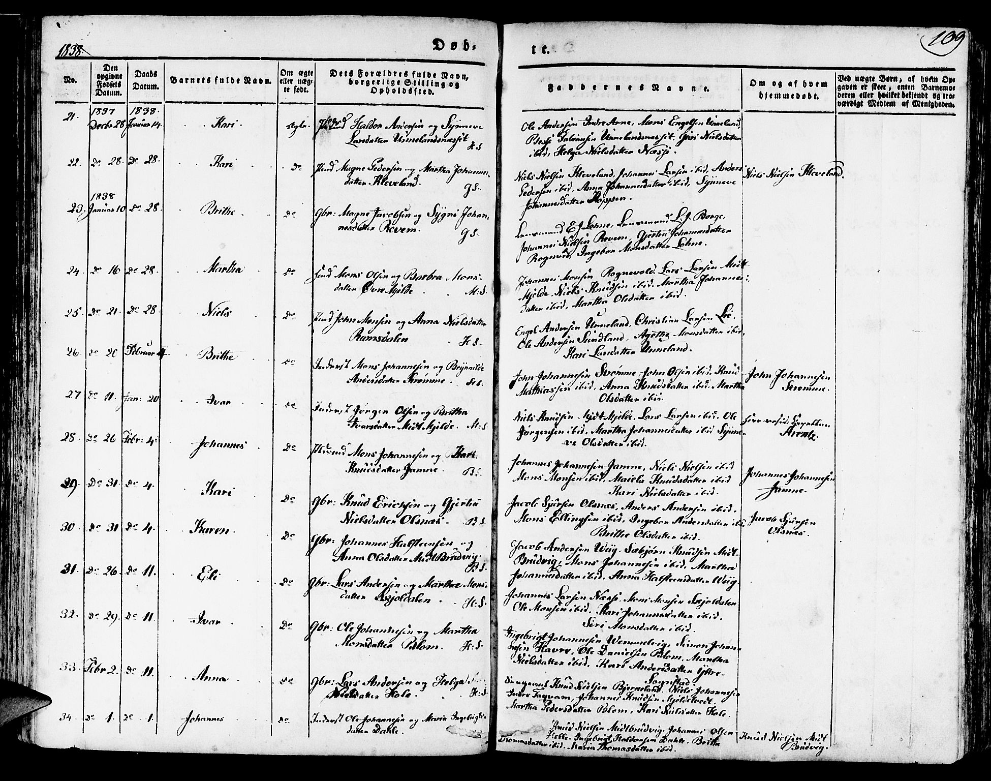 Haus sokneprestembete, SAB/A-75601/H/Haa: Parish register (official) no. A 14, 1827-1838, p. 109