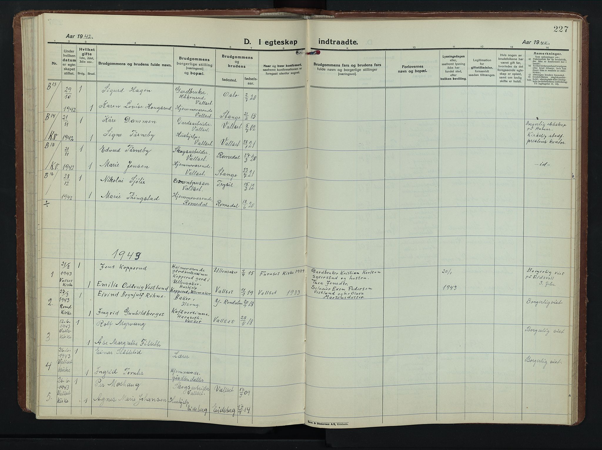 Romedal prestekontor, AV/SAH-PREST-004/L/L0015: Parish register (copy) no. 15, 1923-1949, p. 227