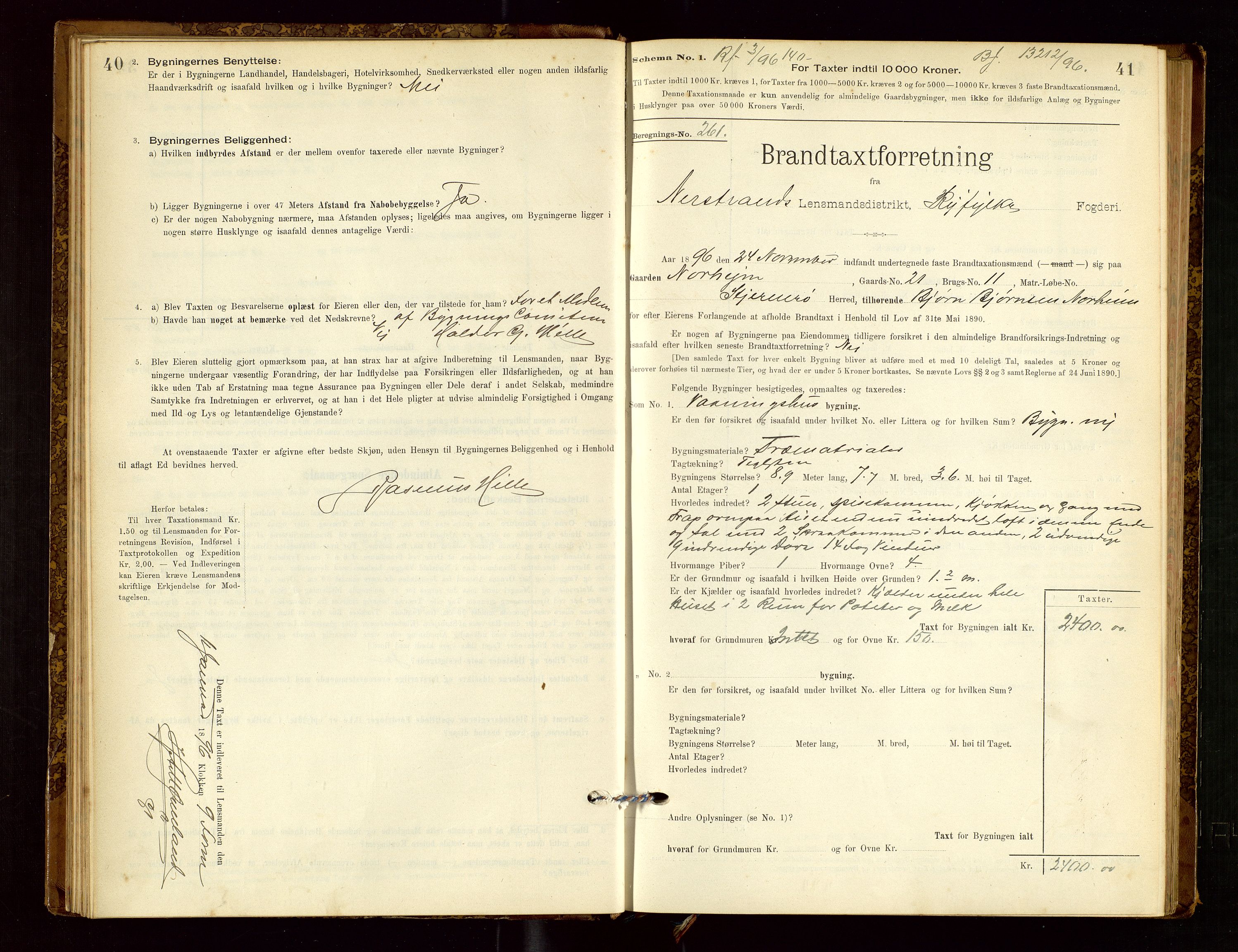 Nedstrand lensmannskontor, AV/SAST-A-100236/Gob/L0001: "Brandtaxationsprotokol for Nerstrand Lensmandsdistrikt Ryfylke fogderi", 1895-1915, p. 40-41